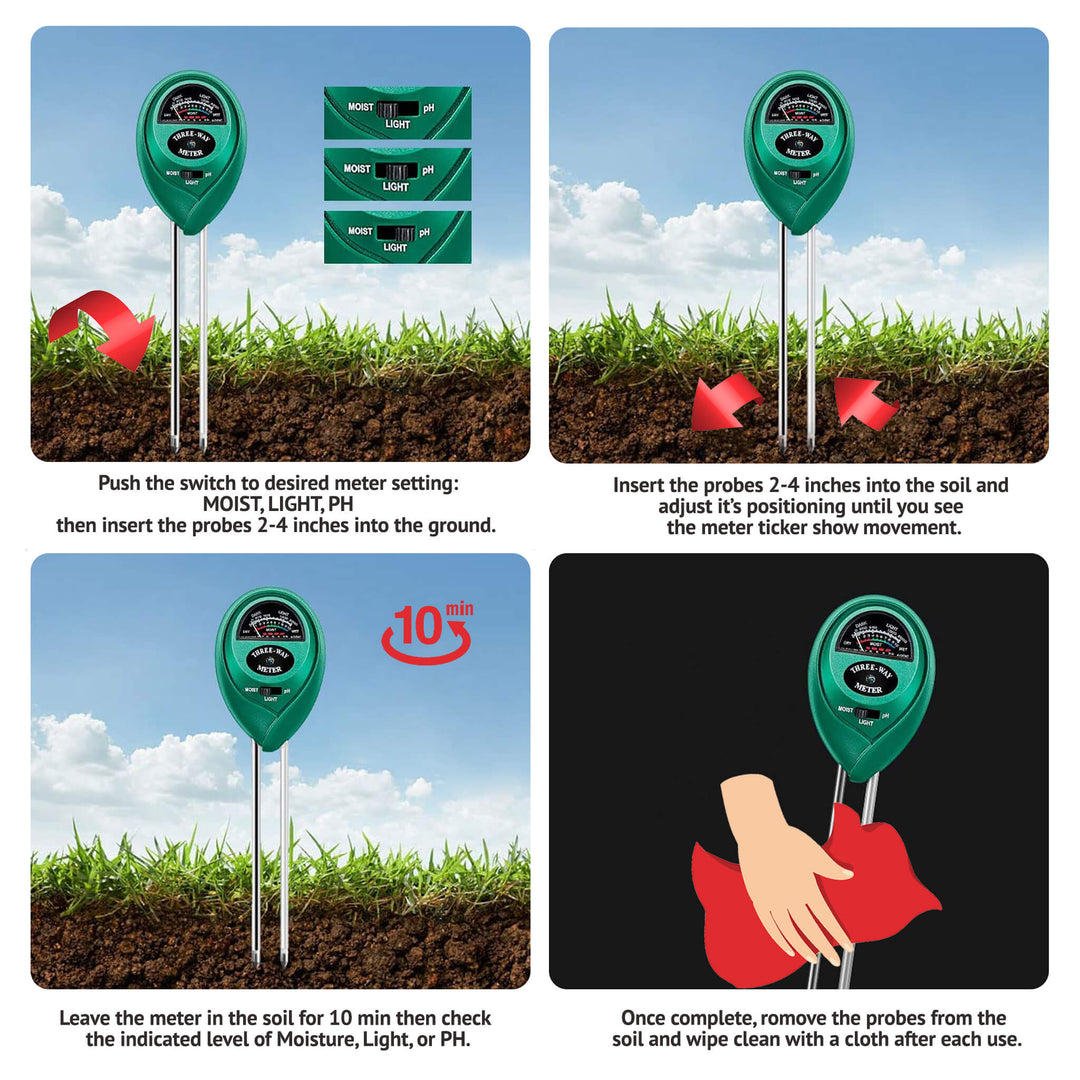 Soil Meters - Measure Sunlight, Soil PH, Moisture, & More