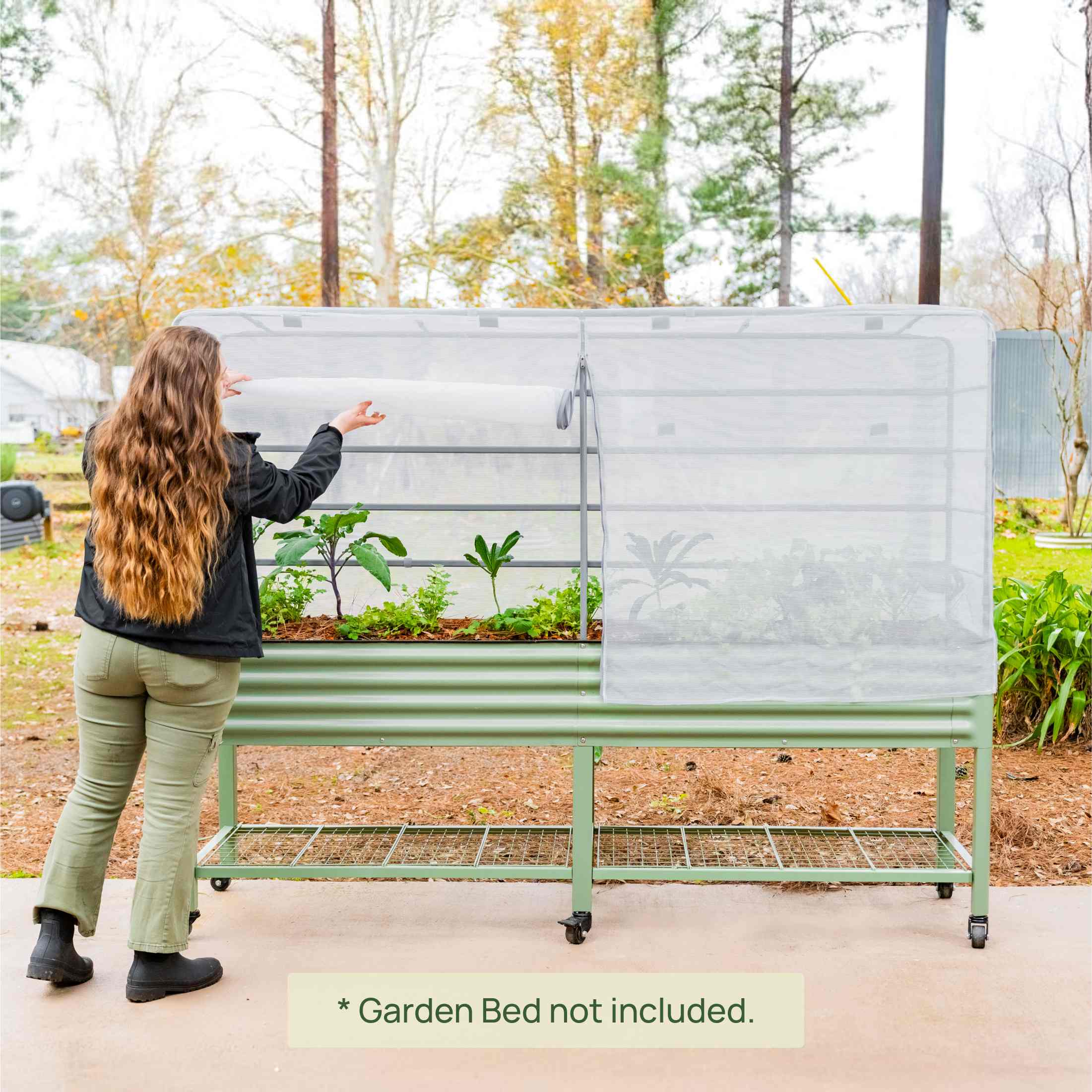 trellis covering plants Mesh Cover System for Elevated Garden Beds (4-in-1 Design) 2' x 4'