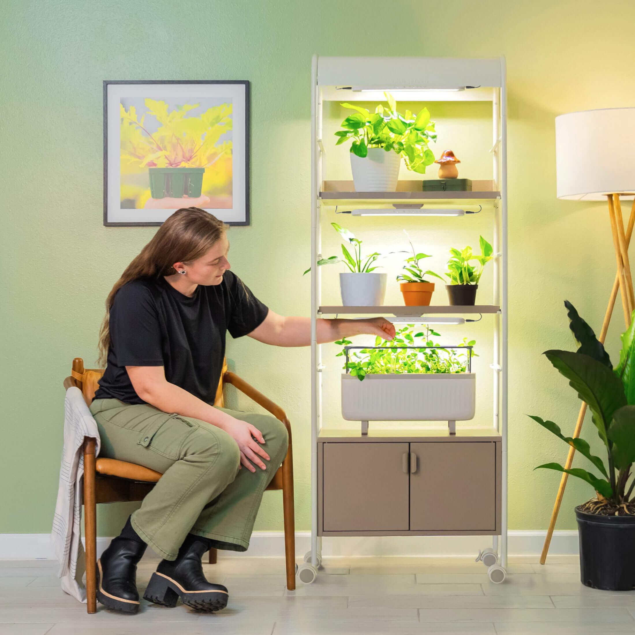 plant grow light stands 4 Tier Grow Light Garden with Storage
