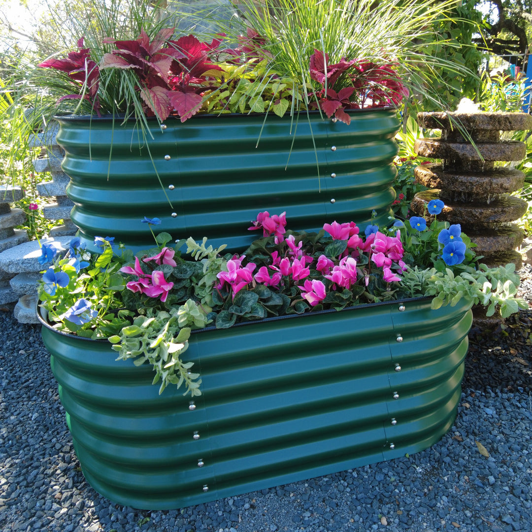 Vego Garden Cascading metal raised garden bed kit standard size British Green color