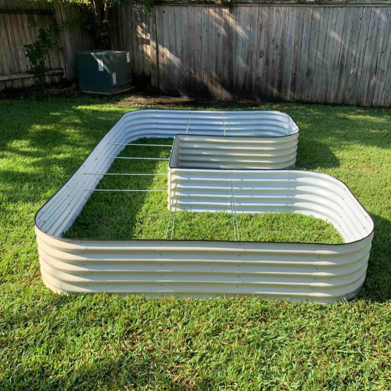 17 tall U-shaped metal garden container - Jumbo Size | Pearl White | Vego Garden raised garden bed