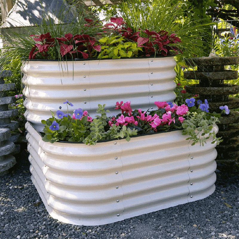 Vego Garden Cascading metal raised garden bed kit standard size pearl white color