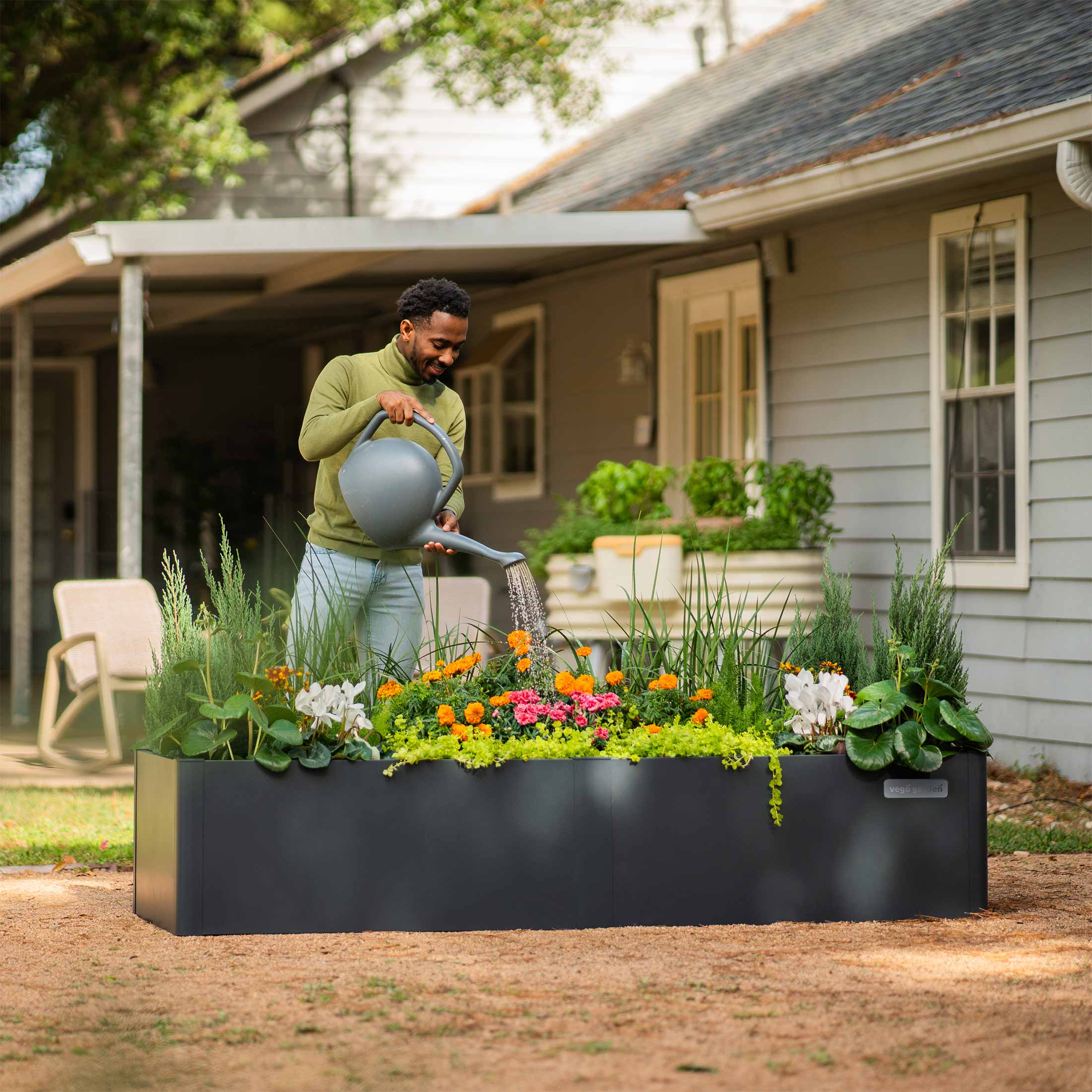 17" Tall Modern 42" x 42" Metal Raised Garden Bed - Team Grow