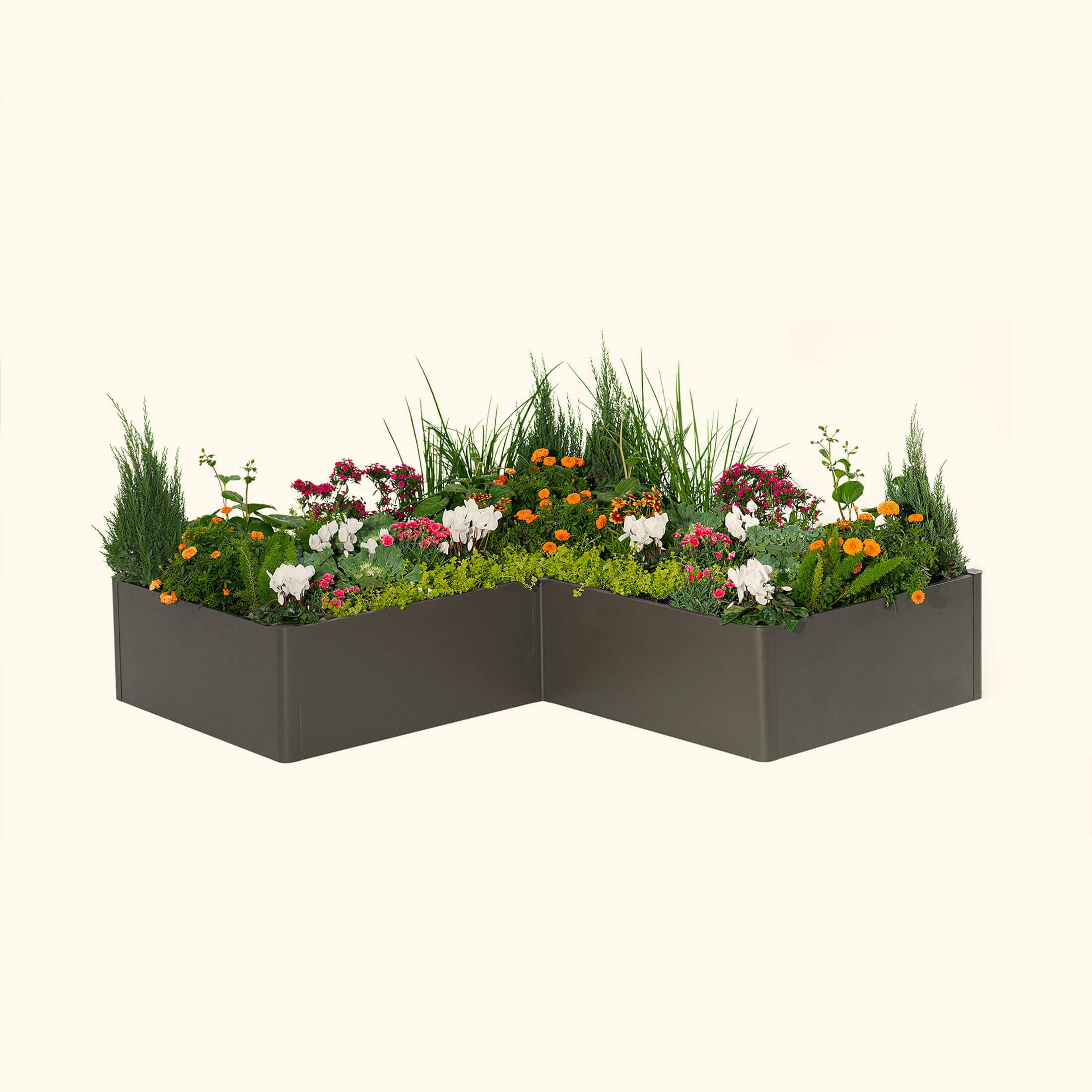 17" Tall Modern 83" x 83" L Shape Metal Raised Garden Bed - Team Grow