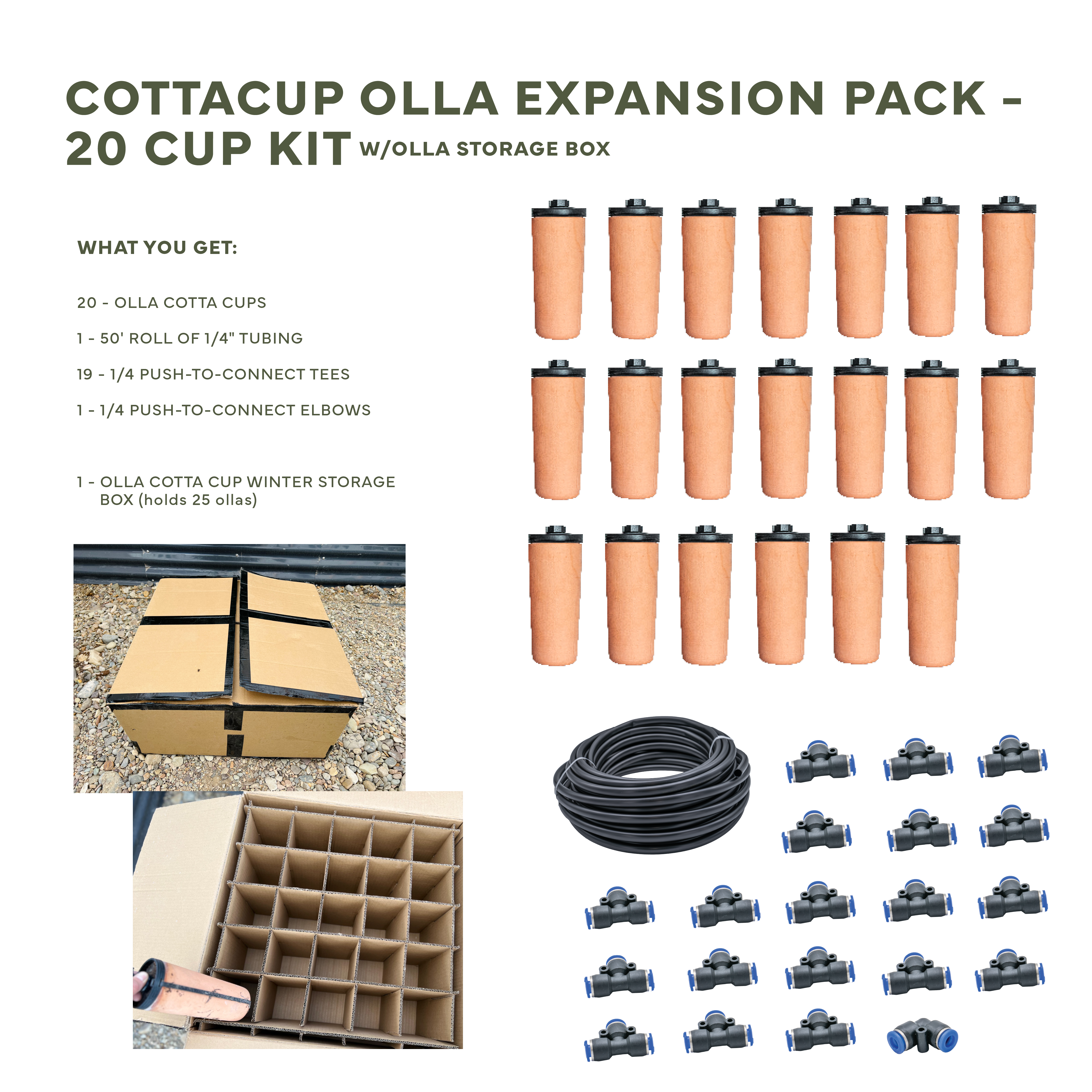 CottaCup Olla Expansion Pack with FREE Winter Storage Olla Box (fits 25 ollas)