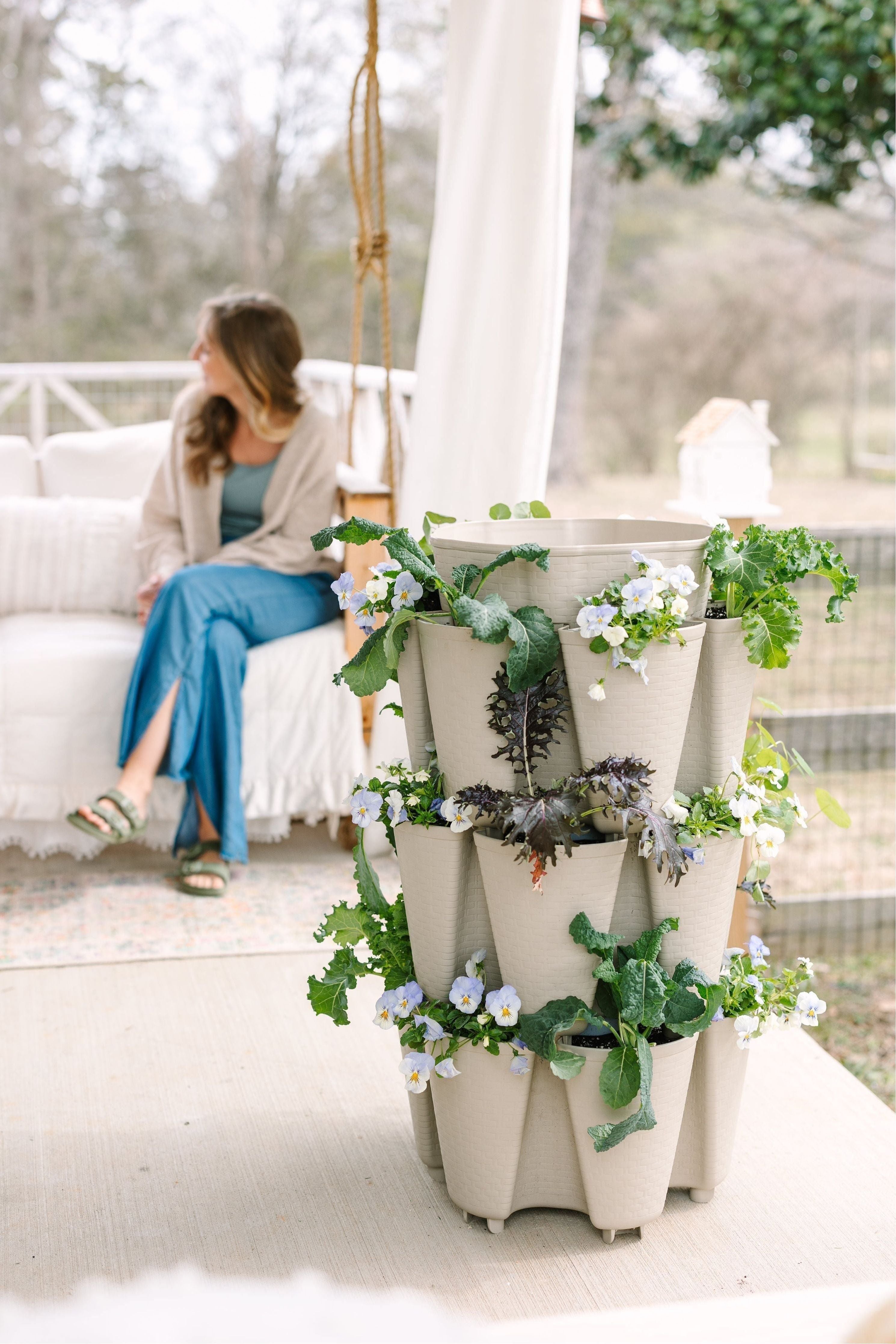 3 Tier GreenStalk Garden Original Vertical Planter - Basket Weave Texture - Team Grow