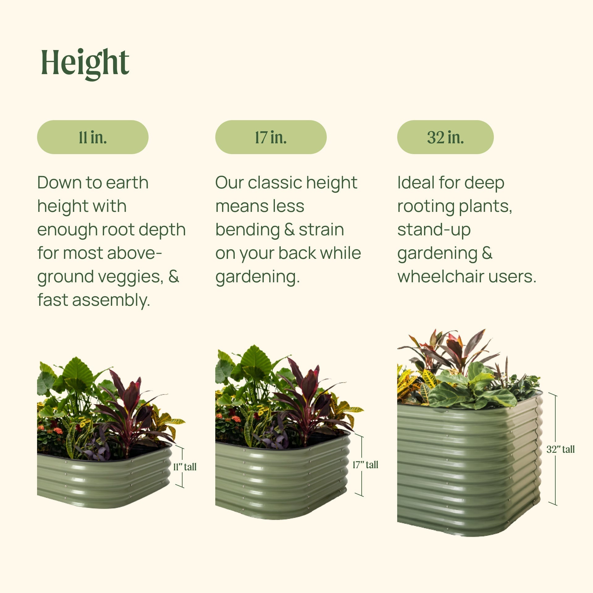 32" Extra Tall 4 In 1 Small Modular Metal Raised Garden Bed Kit - Team Grow