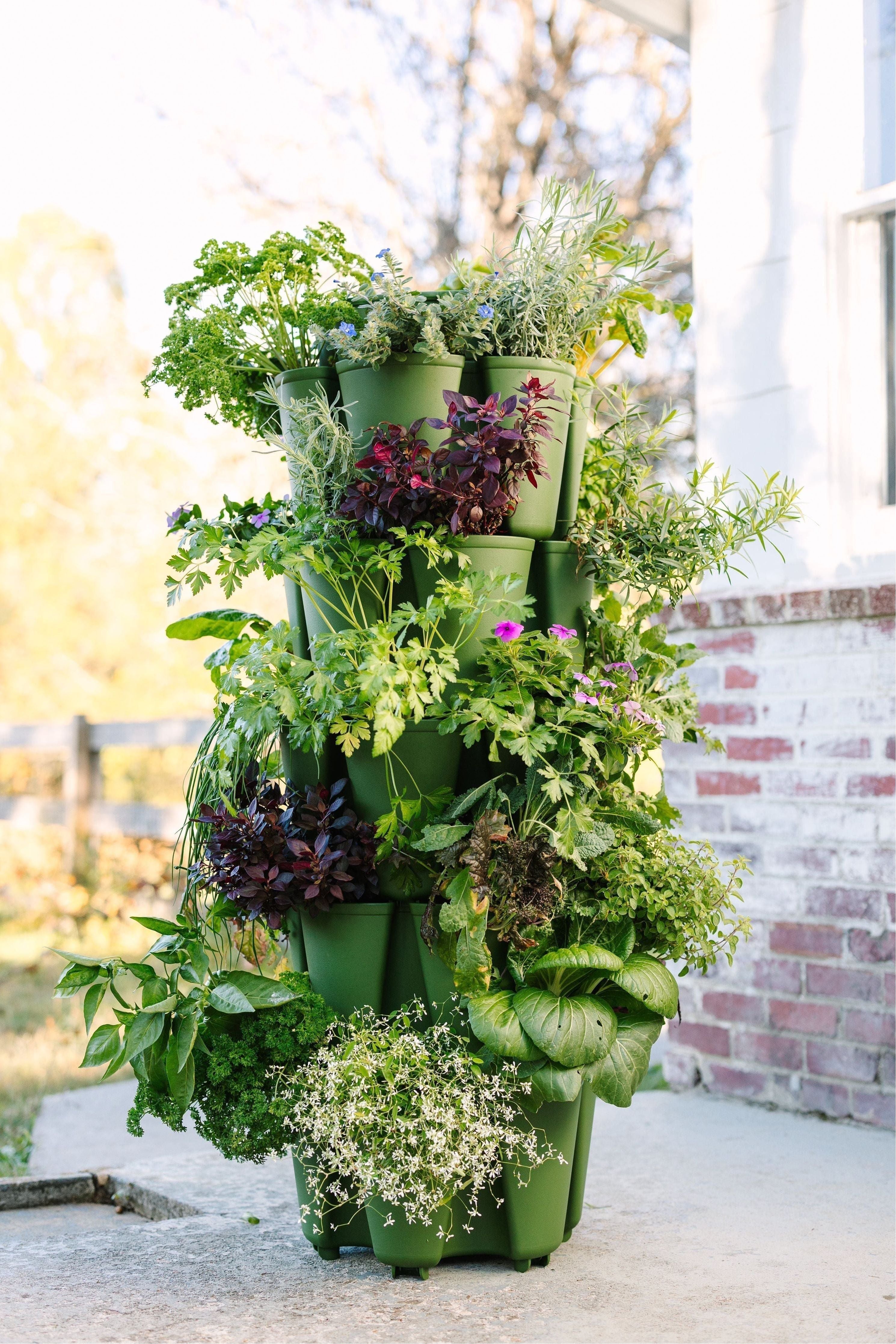huge pot planter 5 Tier GreenStalk Garden Original Vertical Planter - Basic Texture Evergreen