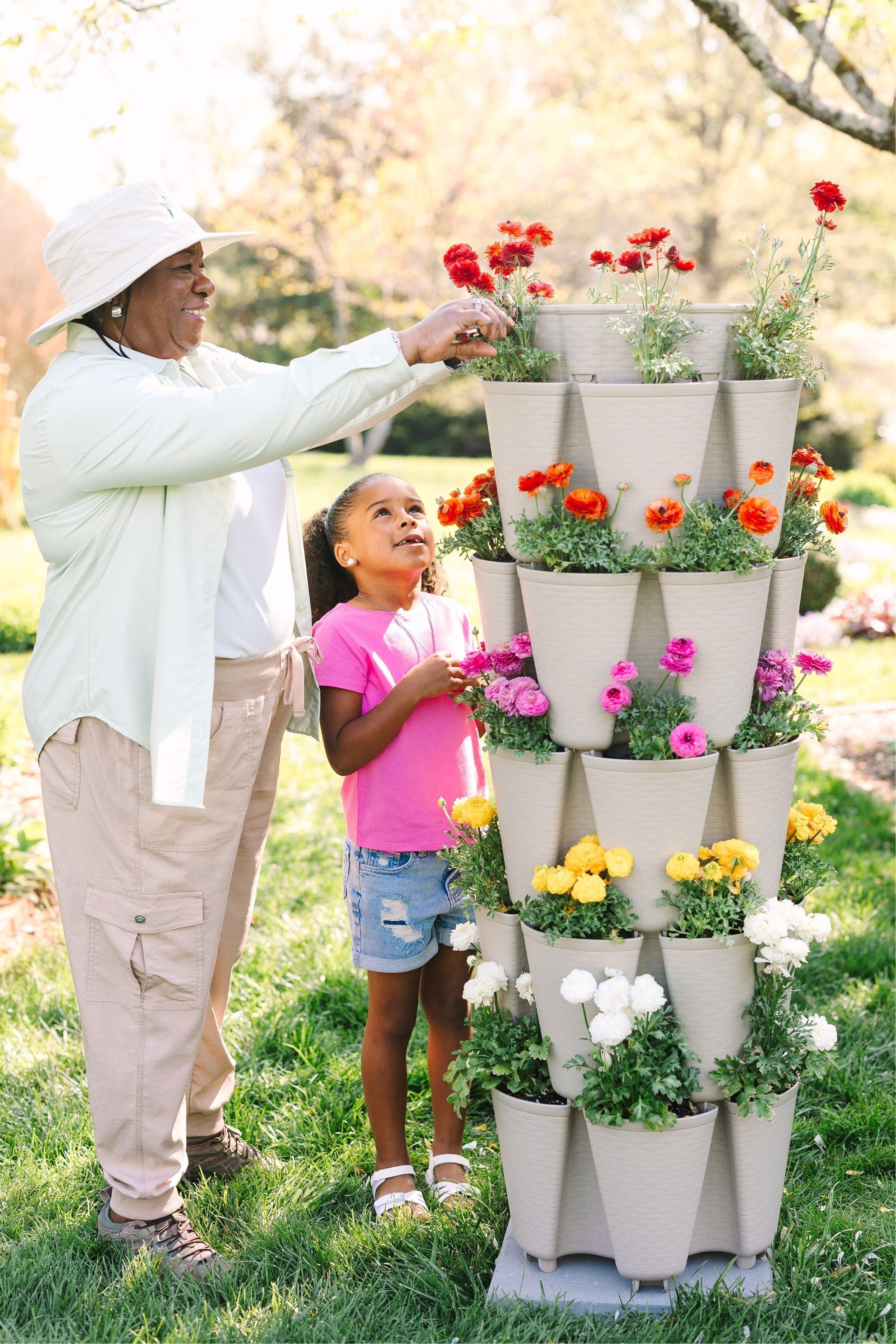 5 Tier GreenStalk Garden Original Vertical Planter - Basket Weave Texture - Team Grow