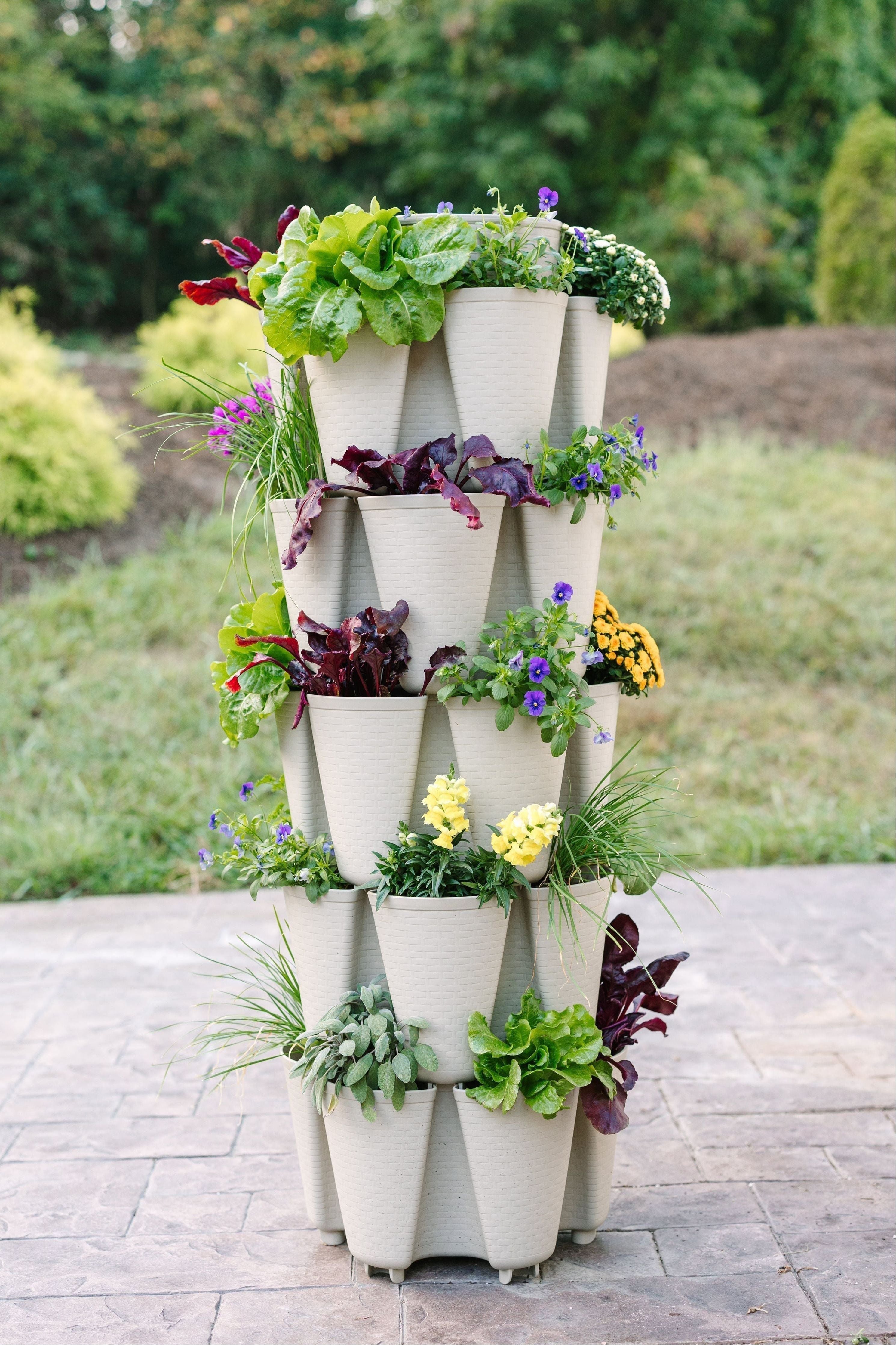5 Tier GreenStalk Garden Original Vertical Planter - Basket Weave Texture - Team Grow