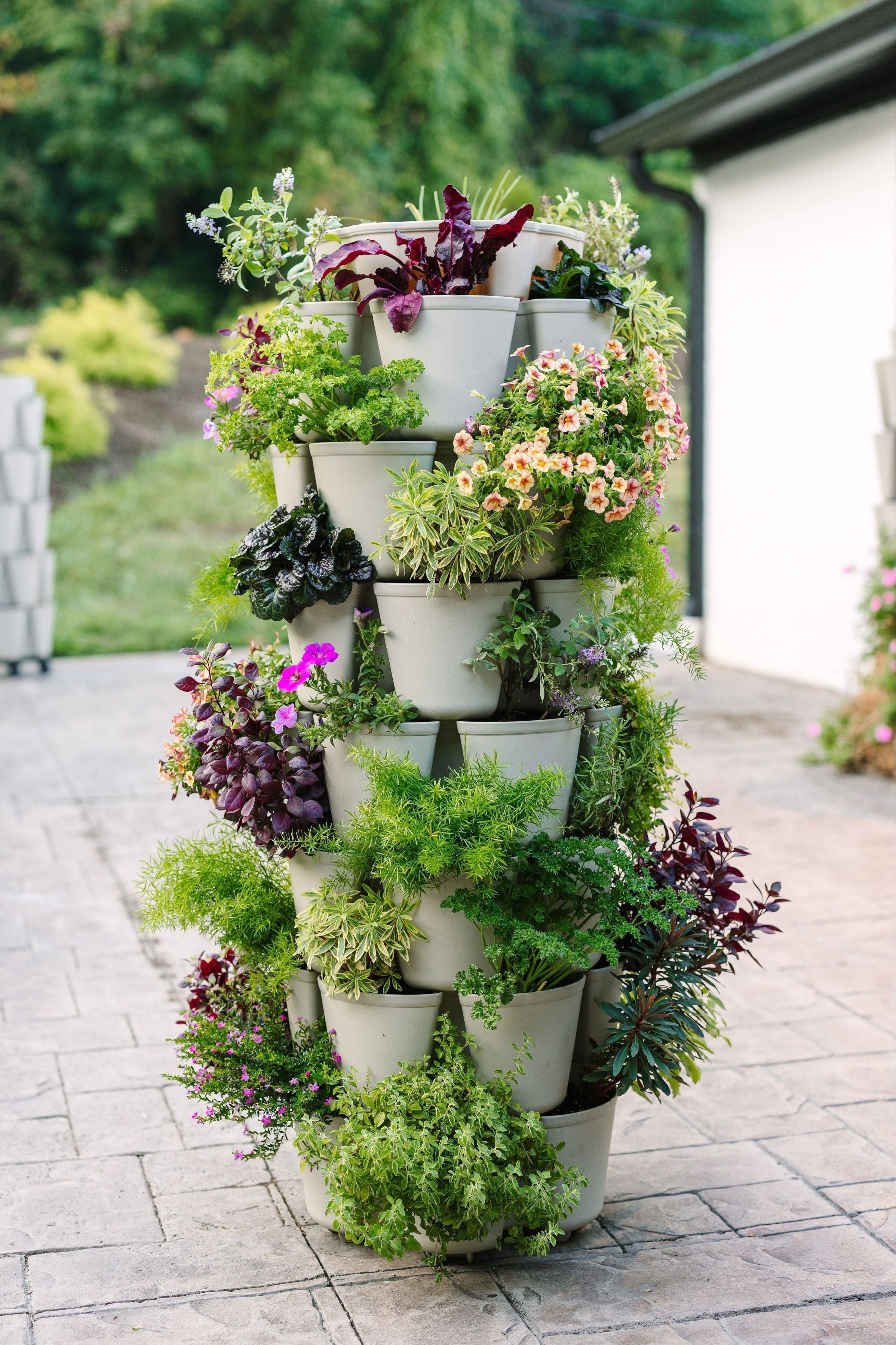 vertical hanging plant holder 7 Tier GreenStalk Garden Leaf Vertical Planter - Basic Texture Stunning Stone