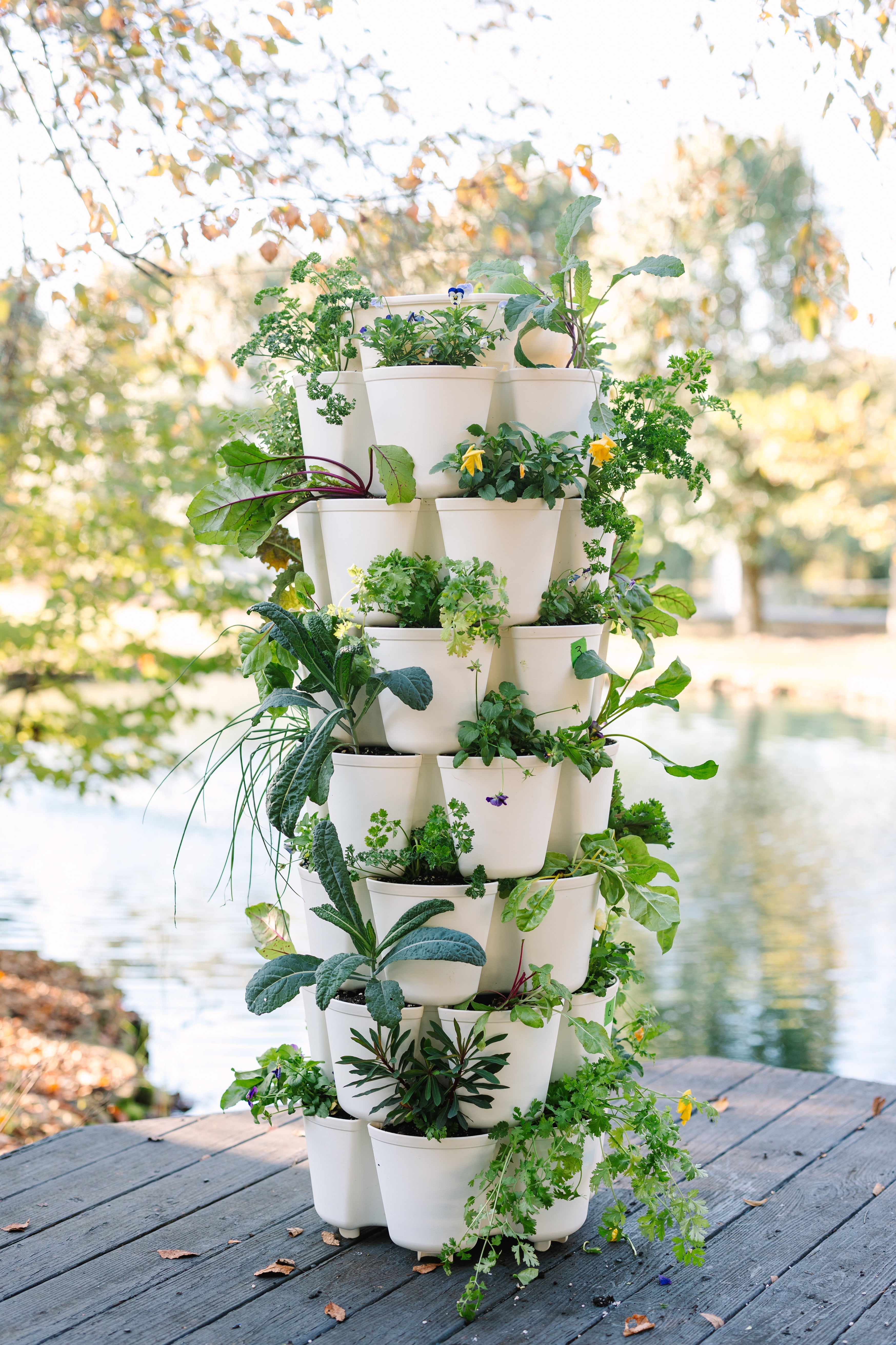 vertical garden plant pots 7 Tier GreenStalk Garden Leaf Vertical Planter - Basic Texture Evergreen