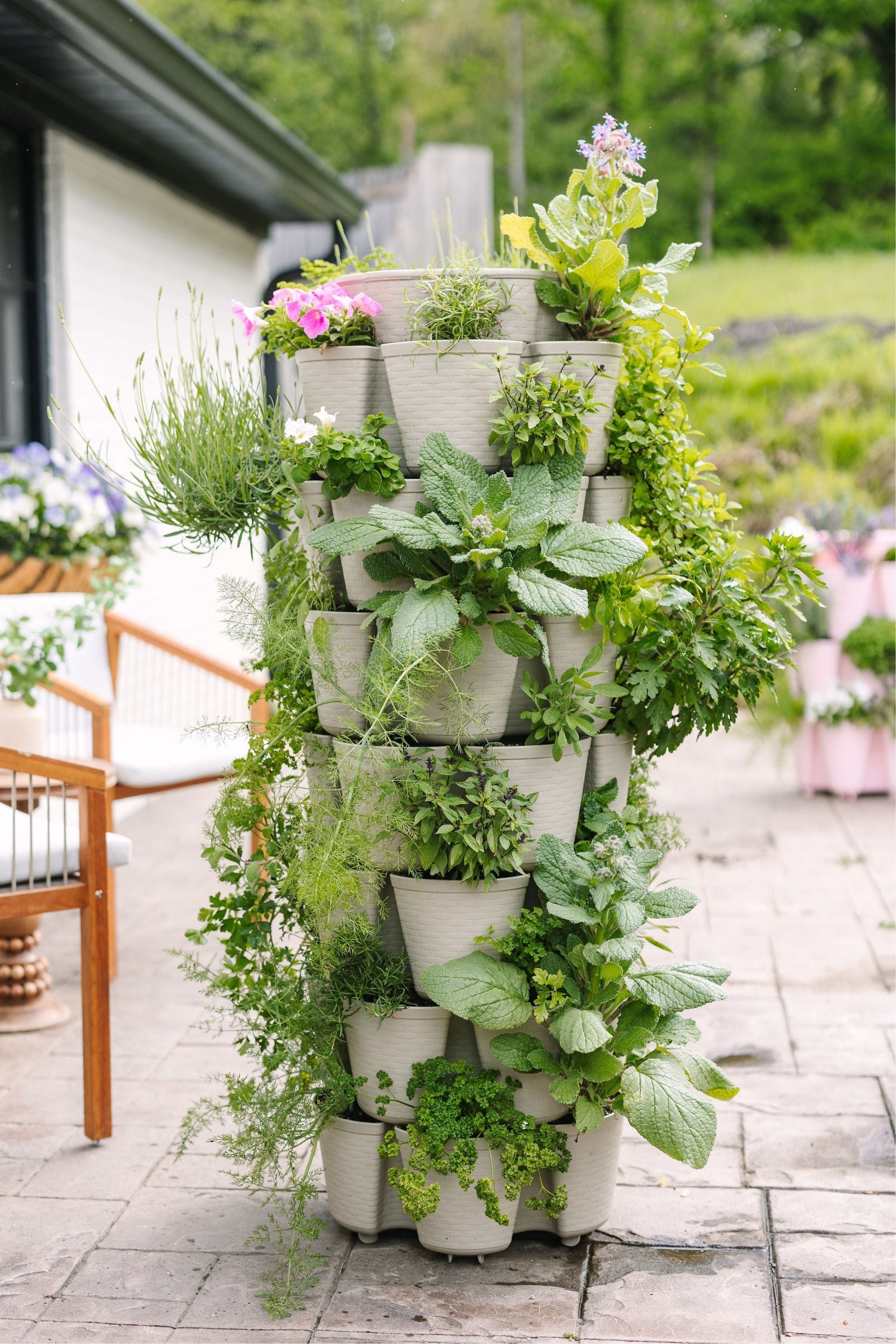 7 foot trellis planter 7 Tier GreenStalk Garden Leaf Vertical Planter - Basket Weave Texture Stunning Stone