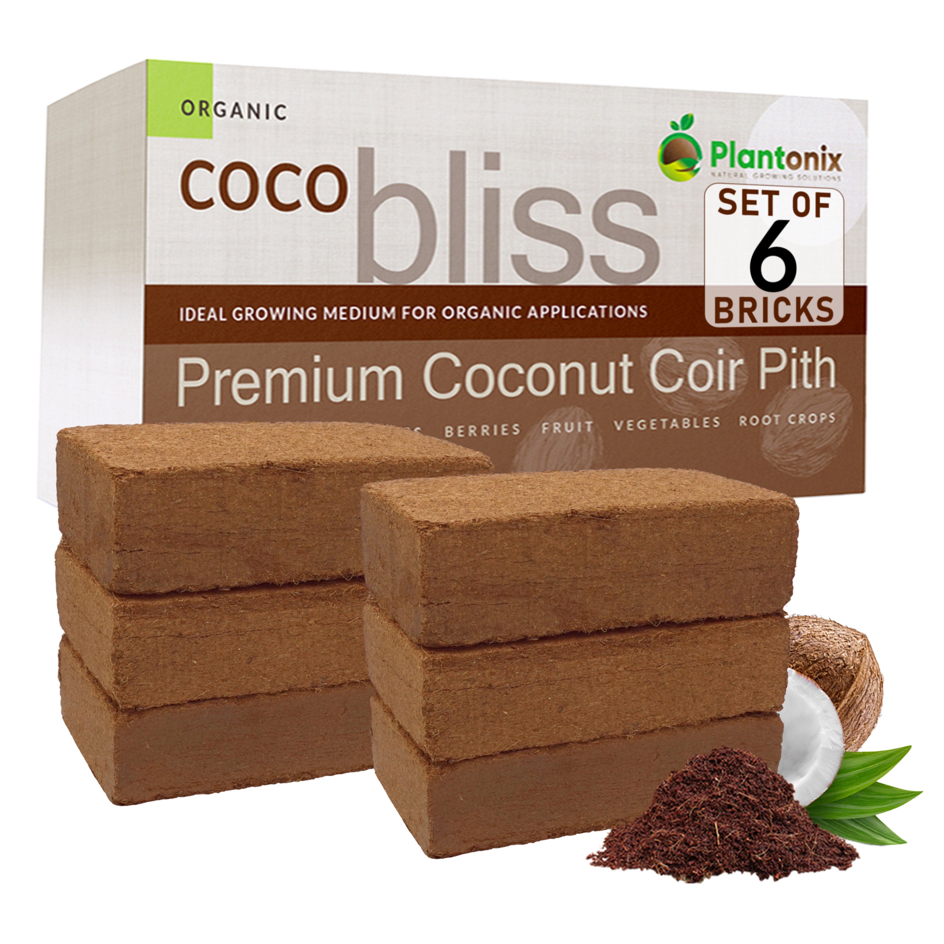 Coco Bliss Brick - 650gm Coco Coir / Pith Premium Organic Coir Growing Media Peat Alternative