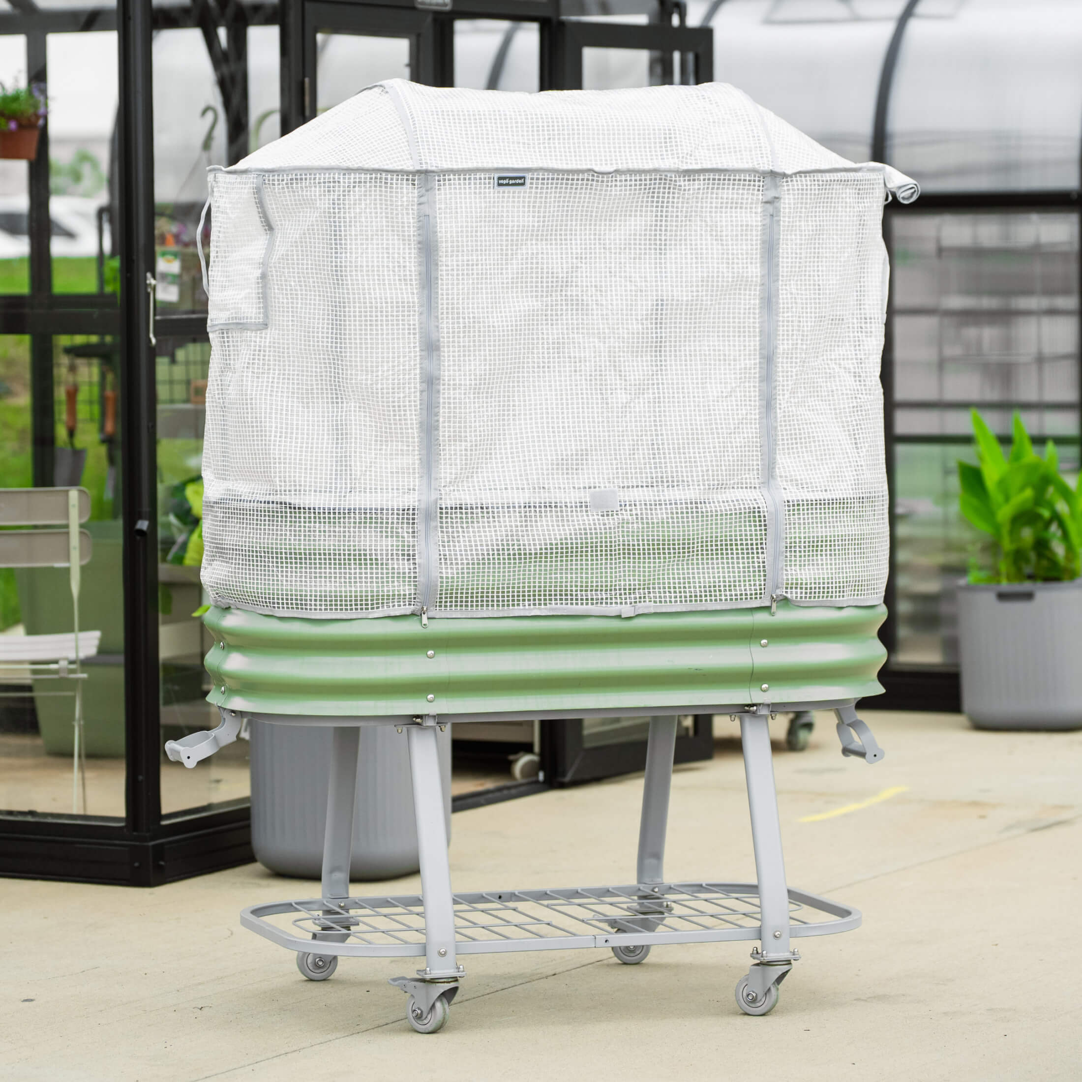 Greenhouse Frost Cover & Trellis System for Self-Watering Elevated Rolling Bed
