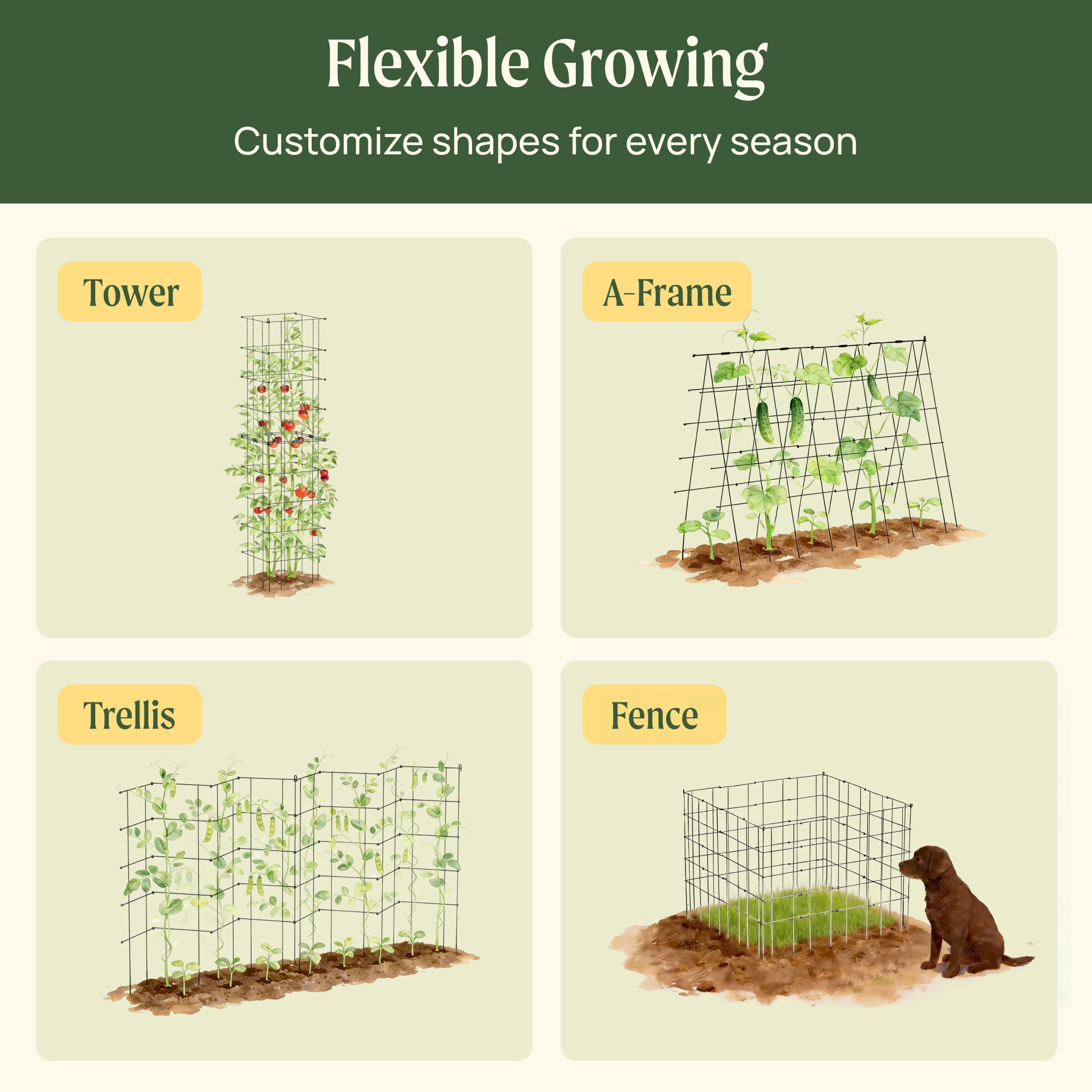 FlexGrow Tomato Cage - 16.5" Square