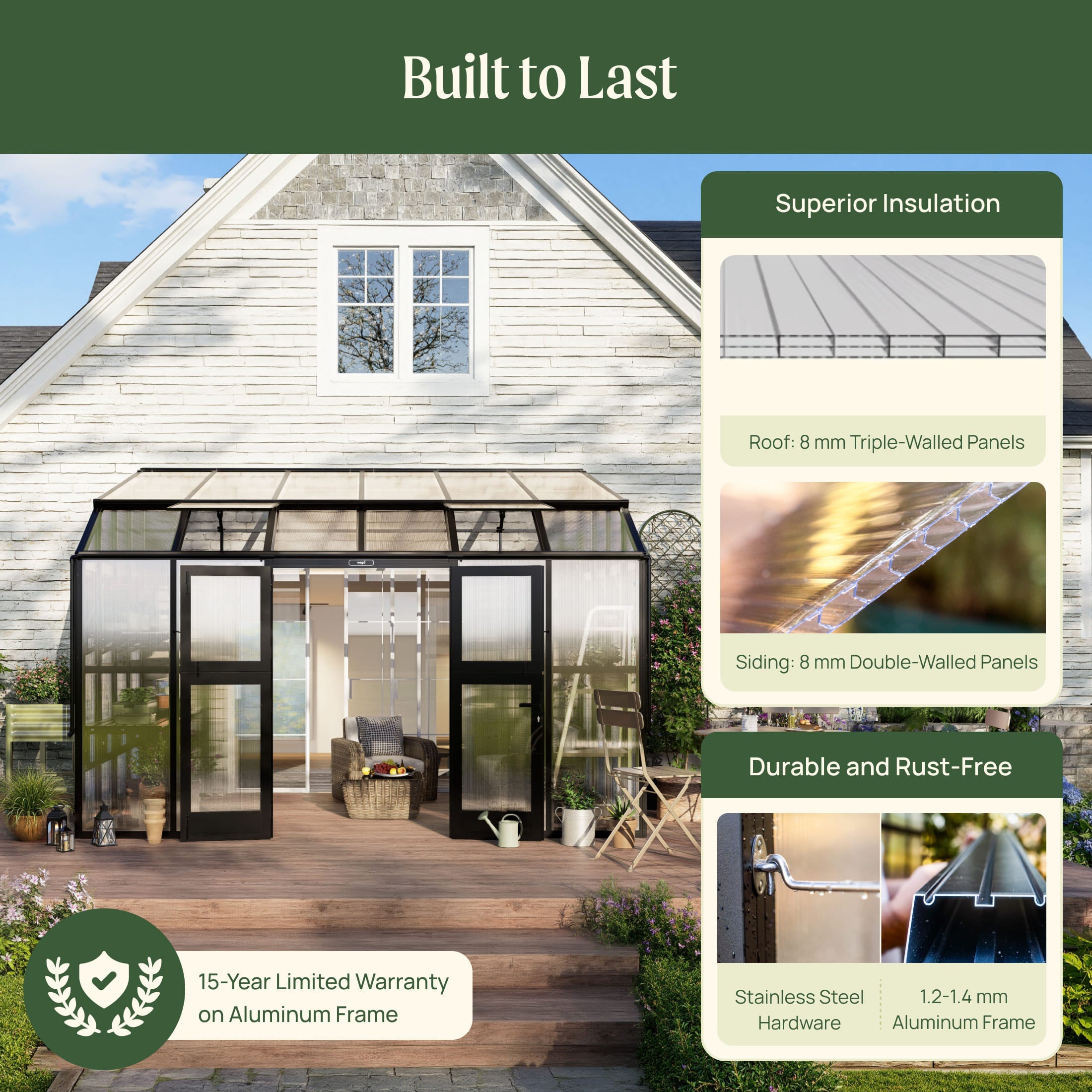 Lean-To Greenhouse - 8.5' x 12.5'