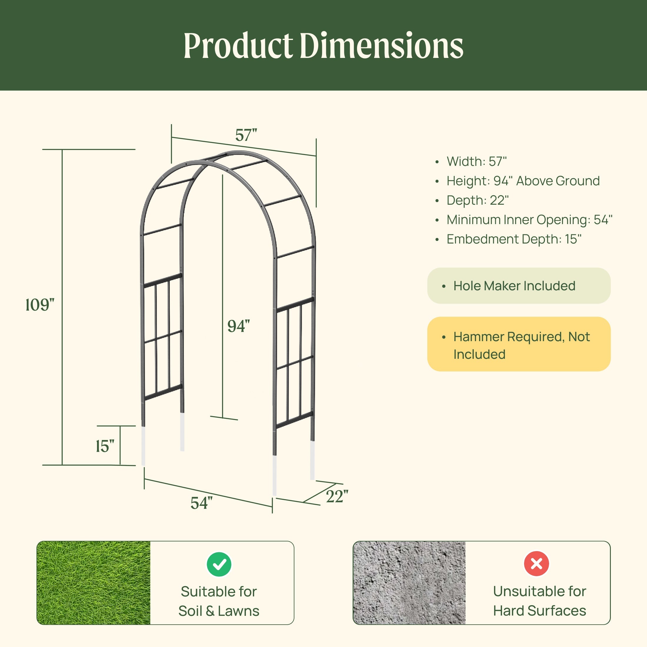 Heritage Round Garden Arch - 4.75ft