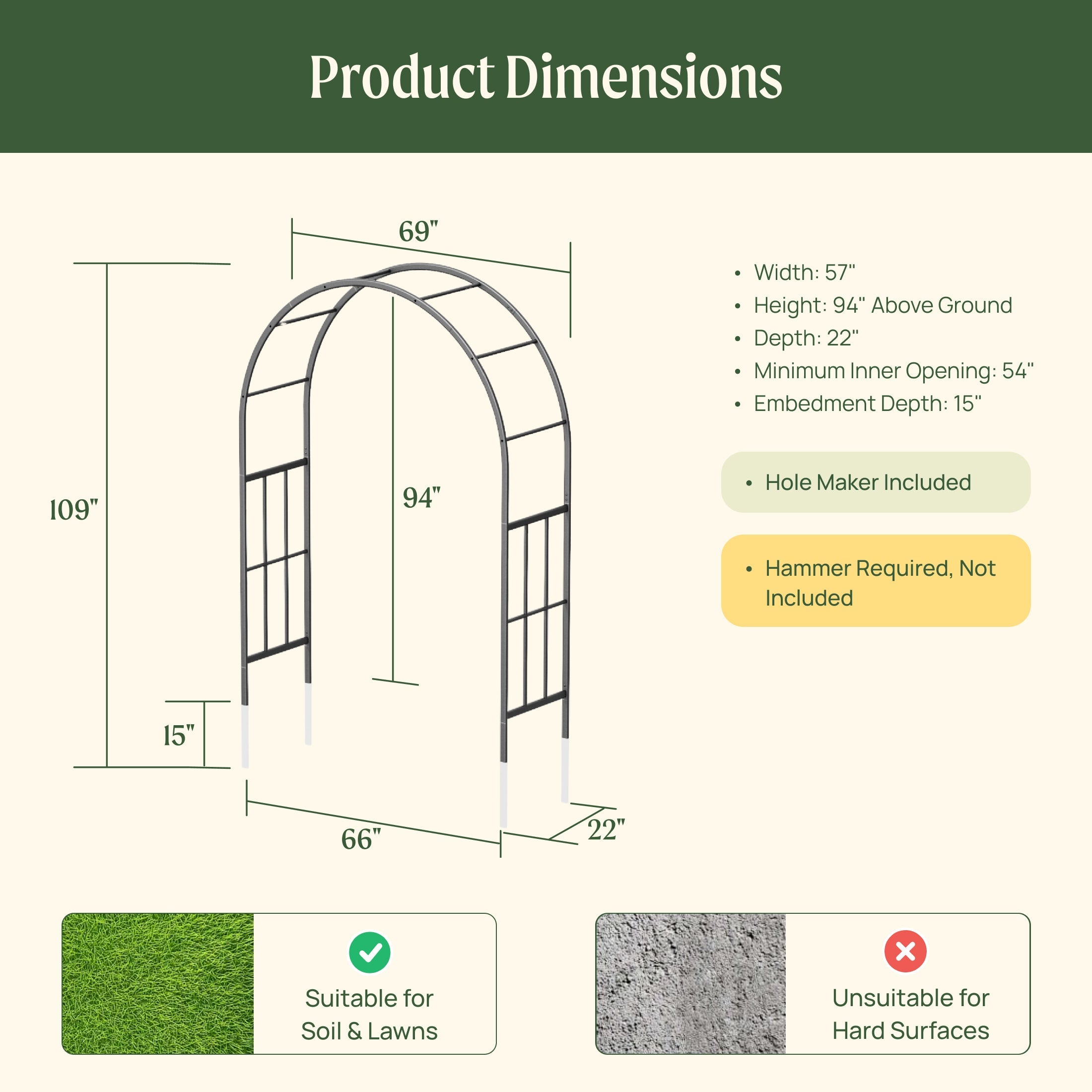 Heritage Round Garden Arch - 5.75ft