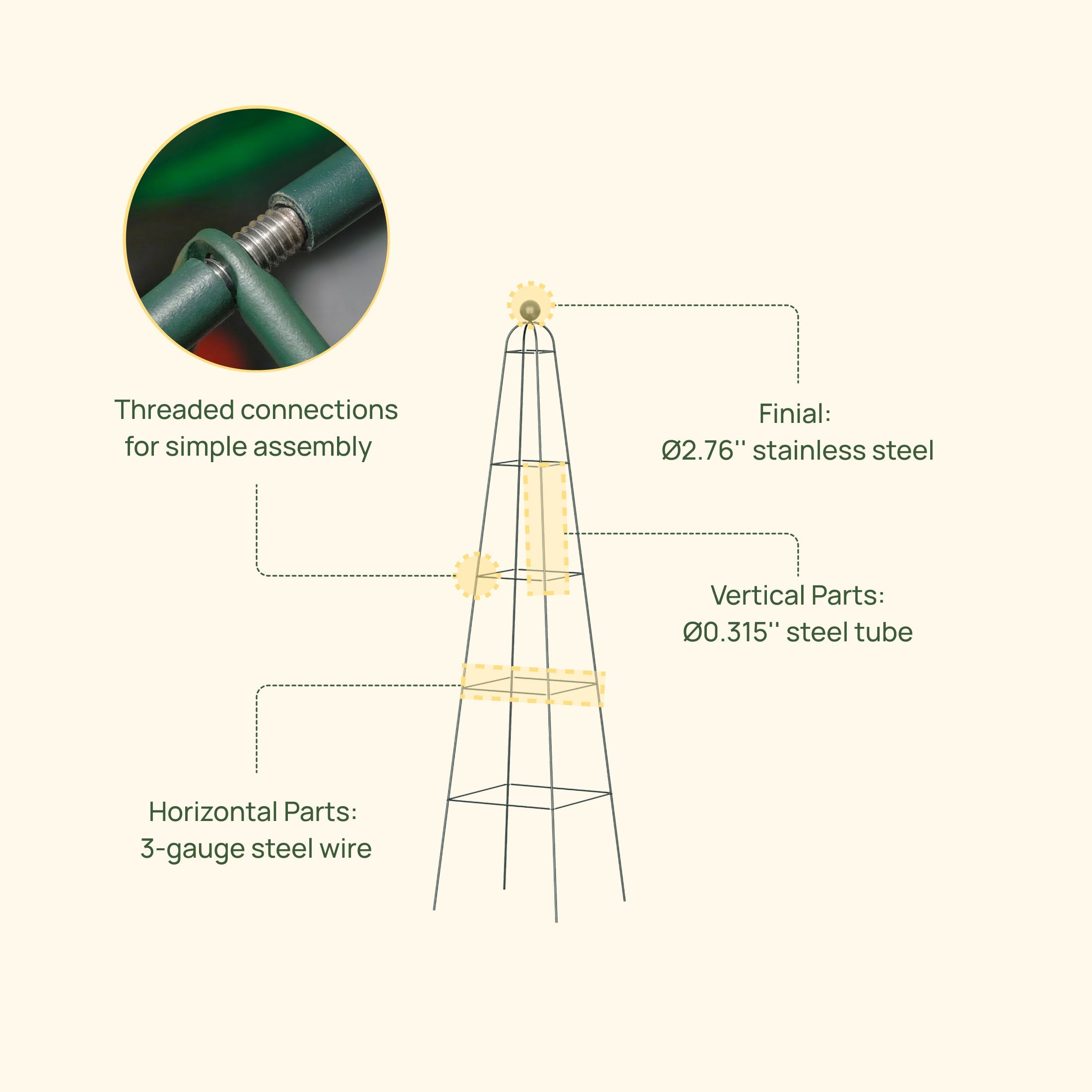 Pyramid Obelisk Garden Trellis - 6.5 ft
