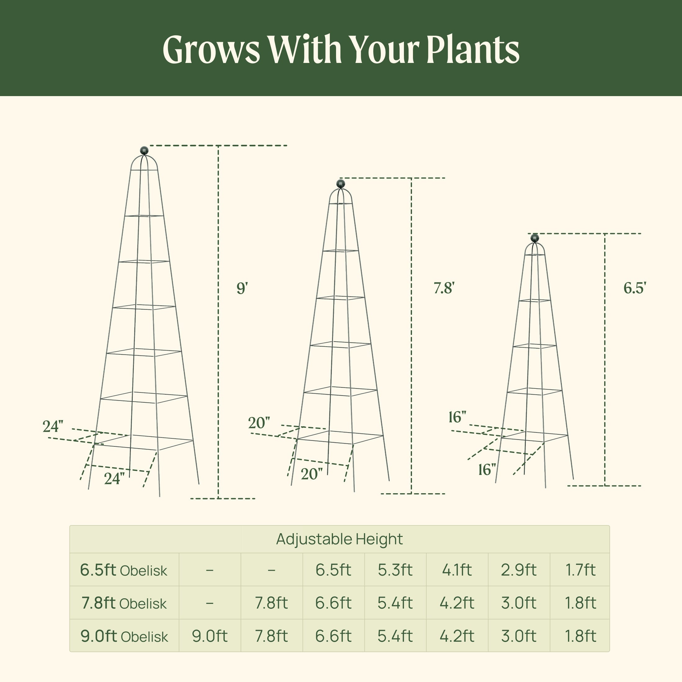 Pyramid Obelisk Garden Trellis - 7.8 ft