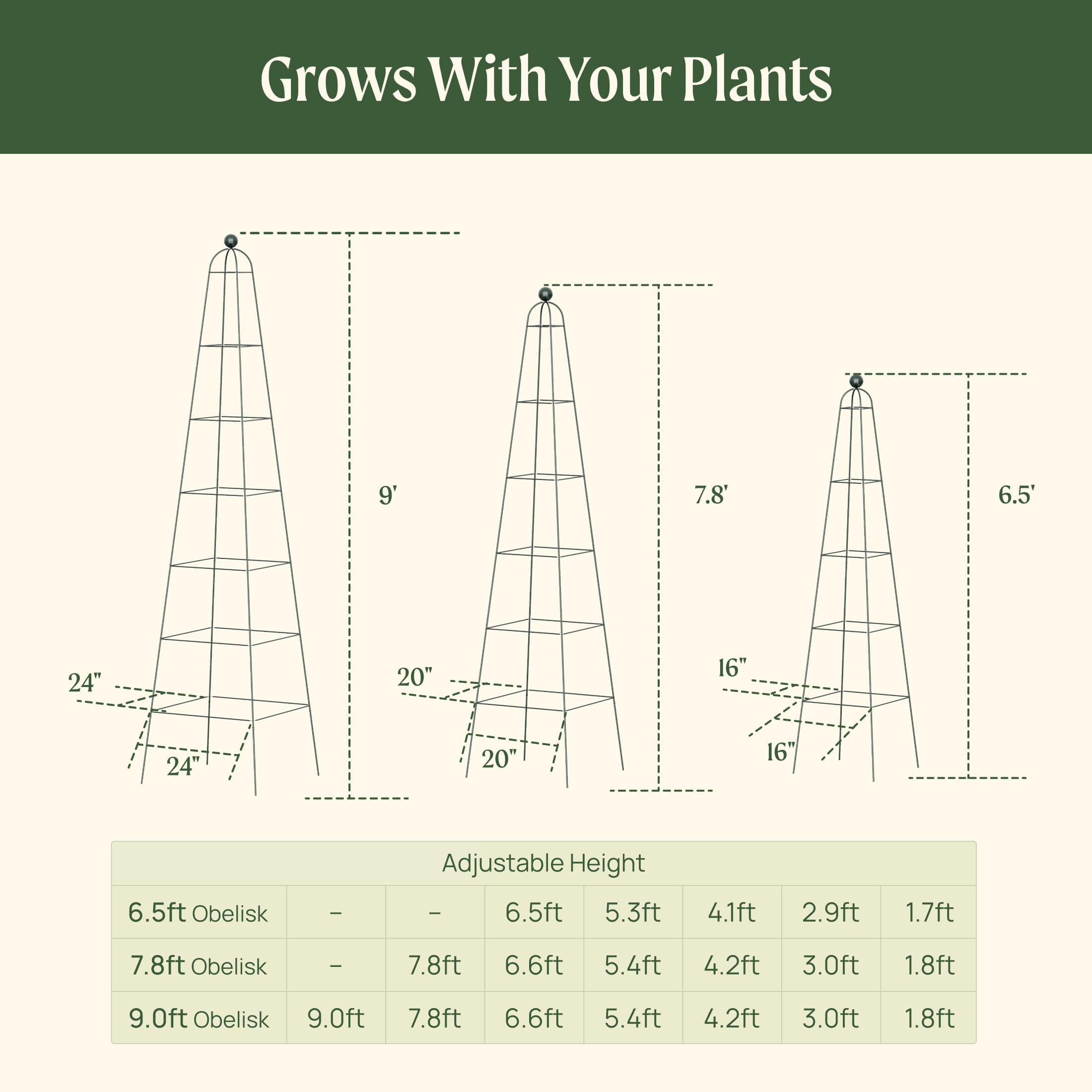 Pyramid Obelisk Garden Trellis - 9 ft
