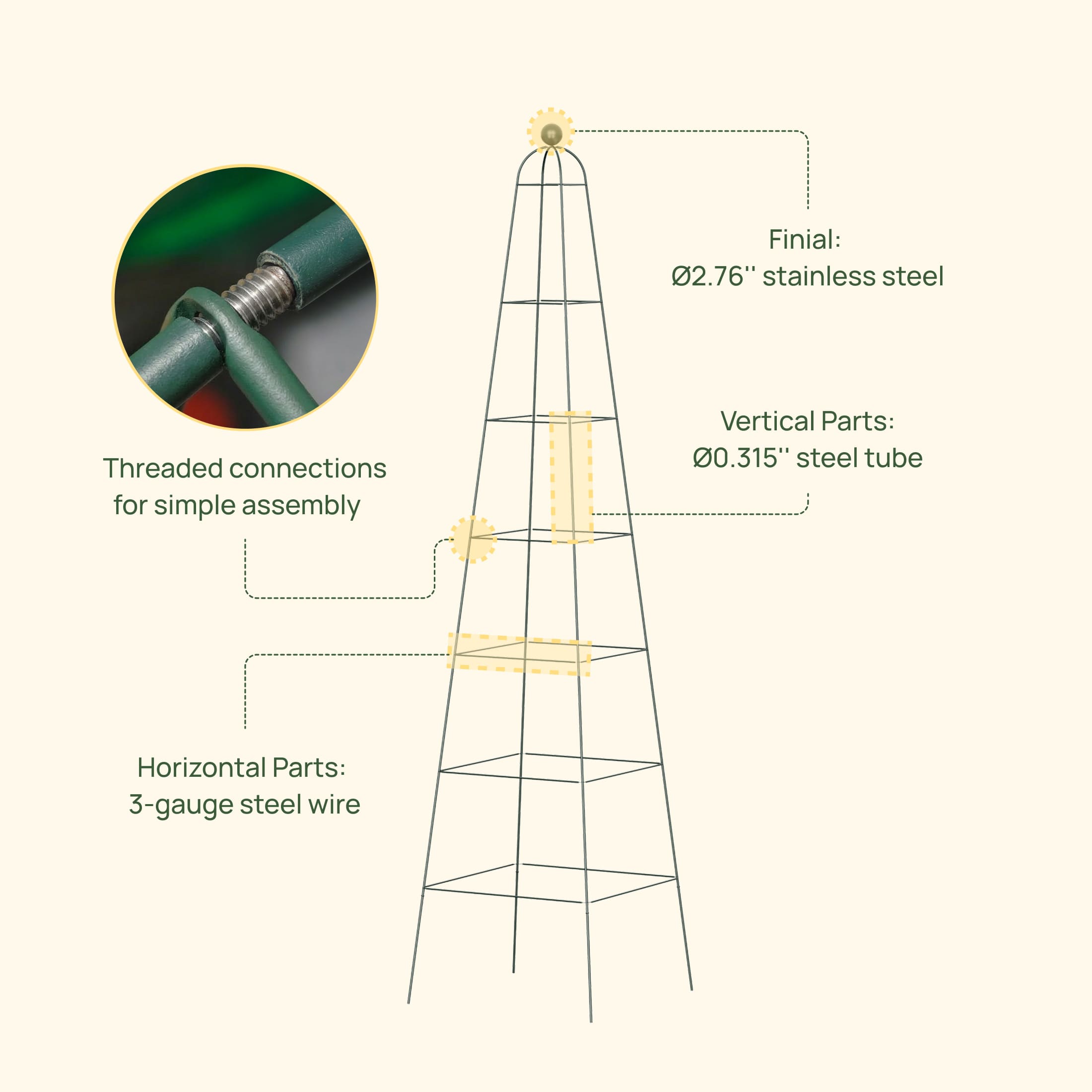 Pyramid Obelisk Garden Trellis - 9 ft