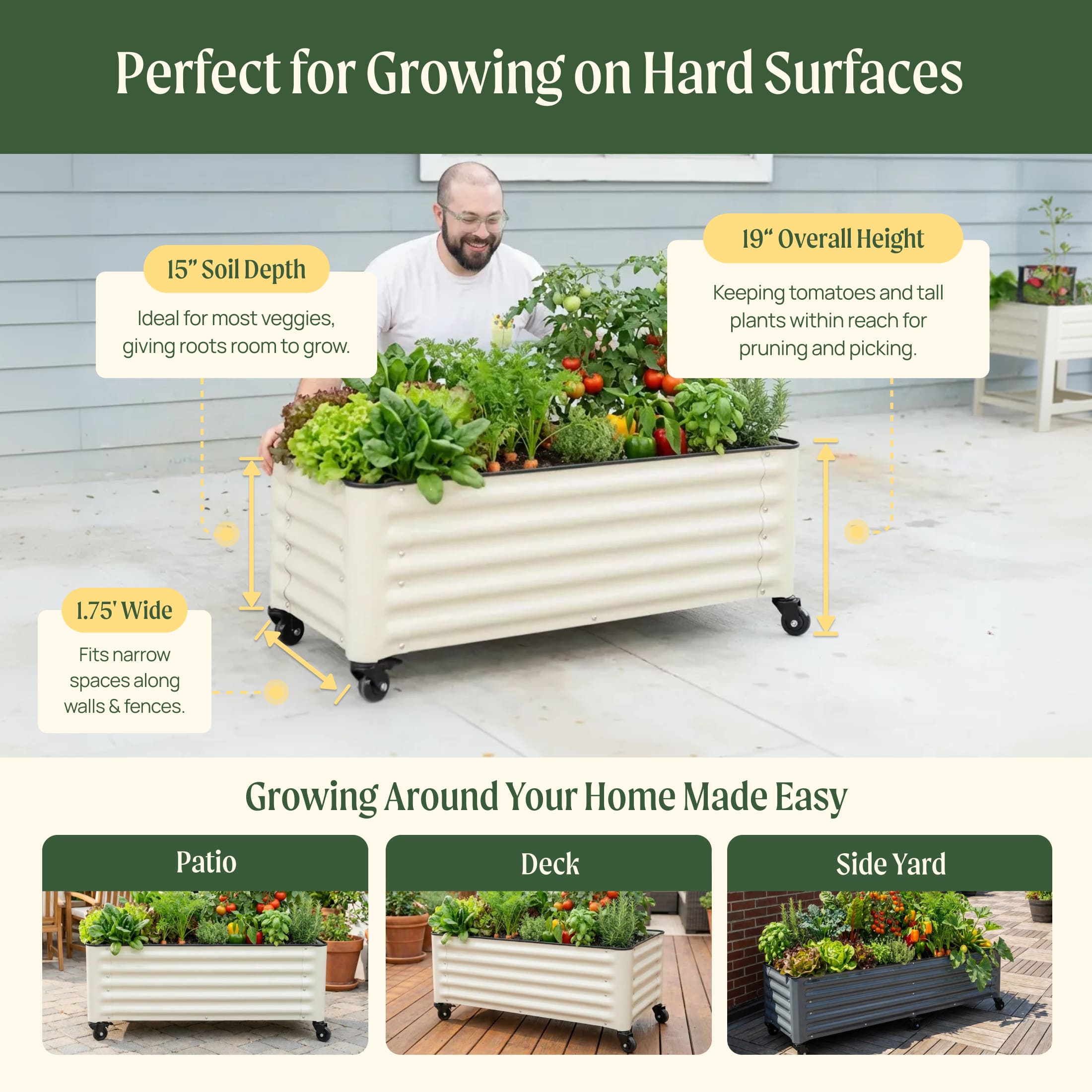Classic Rolling Garden Bed - 1.75' x 6'