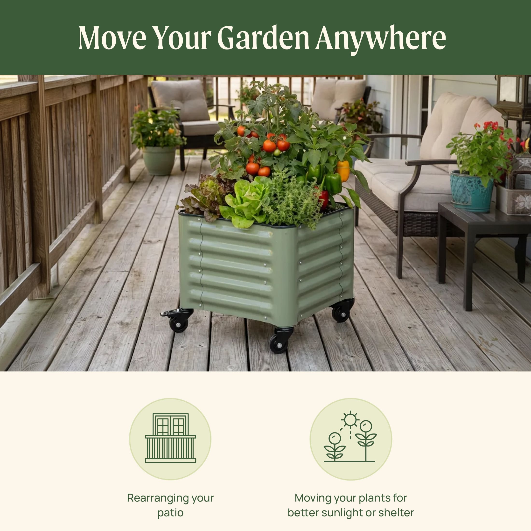 Classic Rolling Garden Bed - 1.75' x 4'