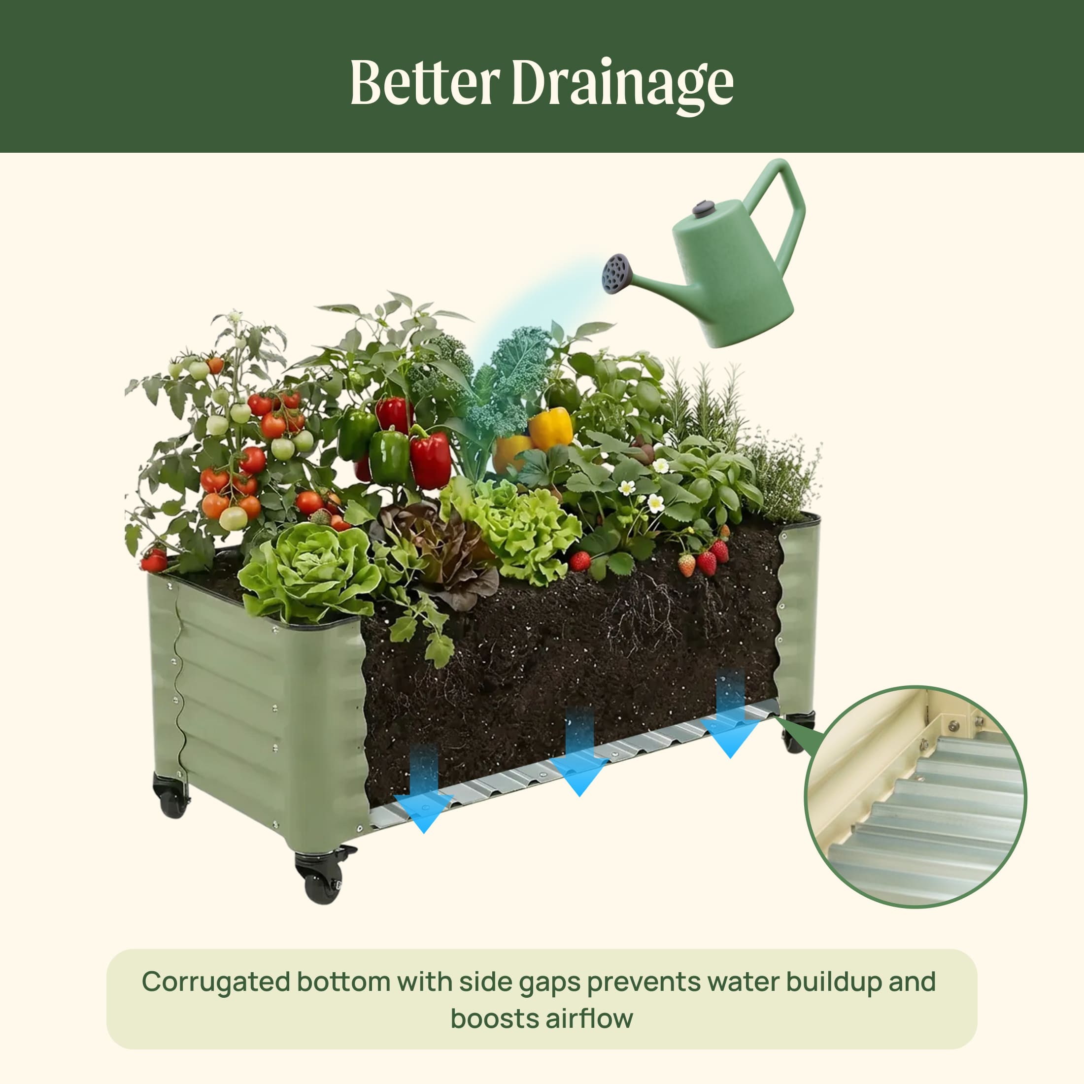 Classic Rolling Garden Bed - 1.75' x 4'