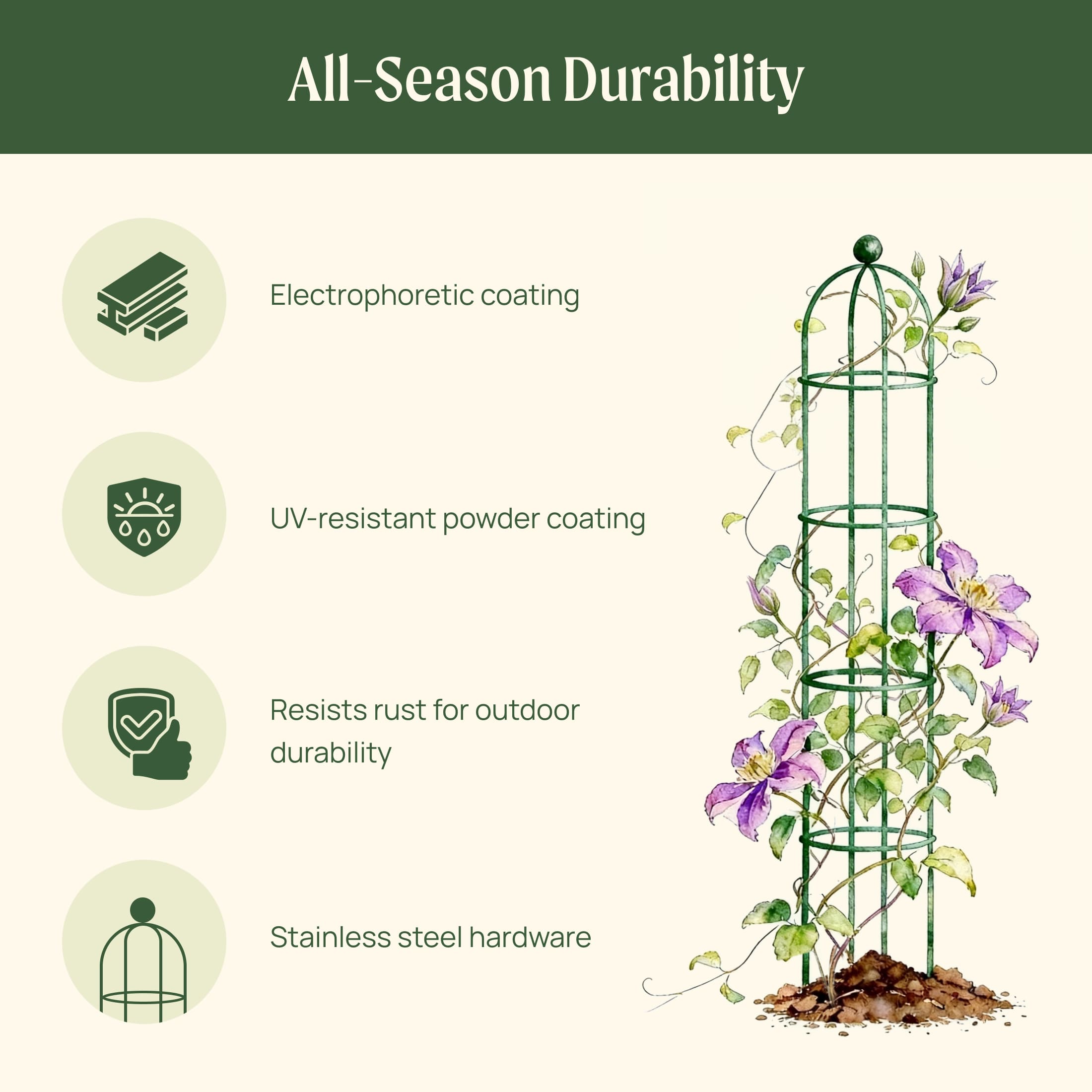 Round Obelisk Garden Trellis - 6.4 ft
