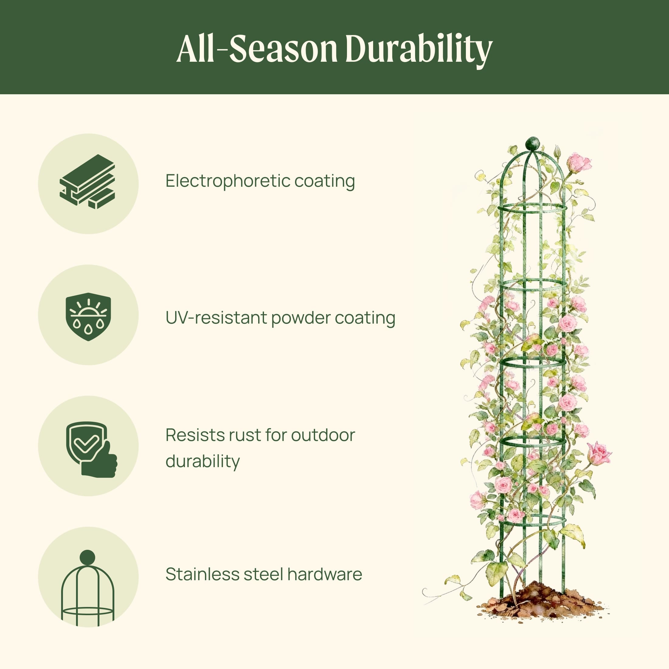 Round Obelisk Garden Trellis - 7.6 ft