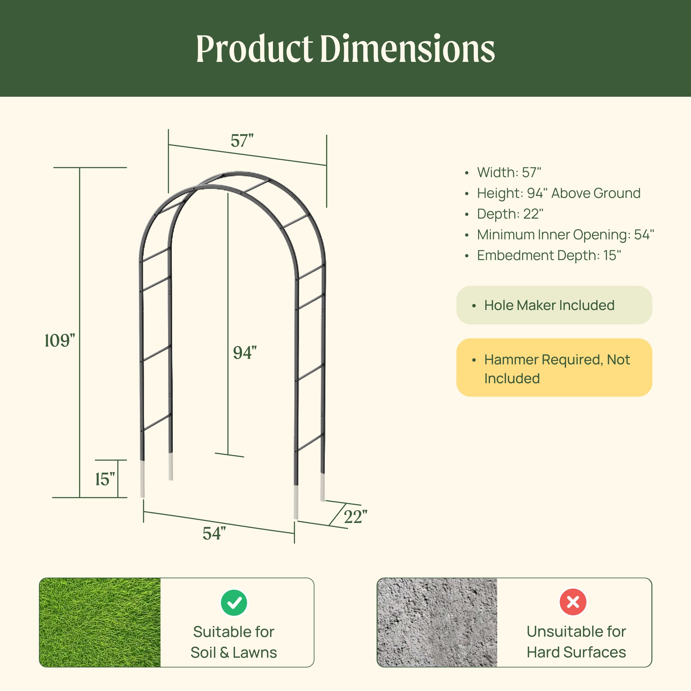 Round Garden Arch - Standard Frame