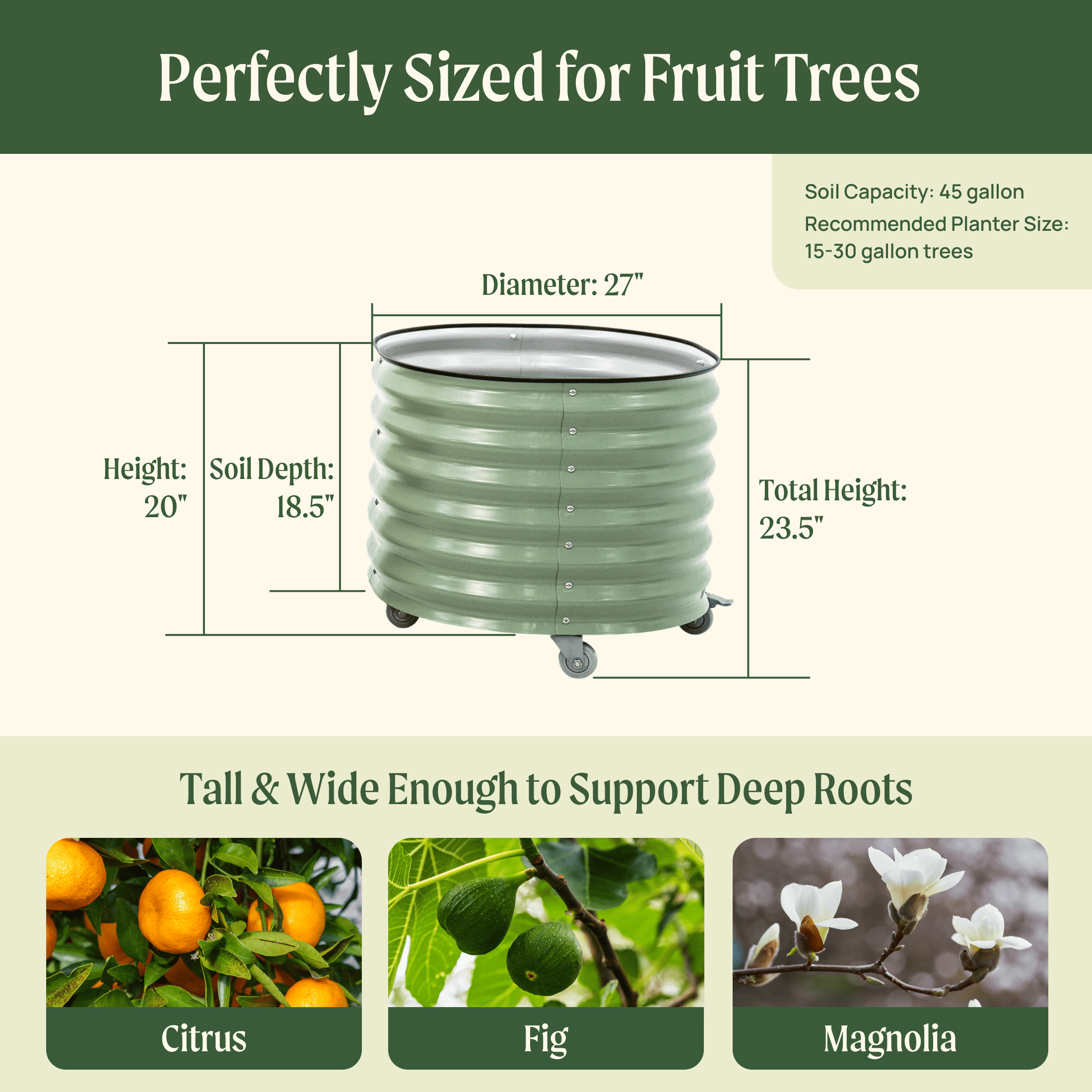 Classic Rolling Citrus Tree Planter - 20 Gallon