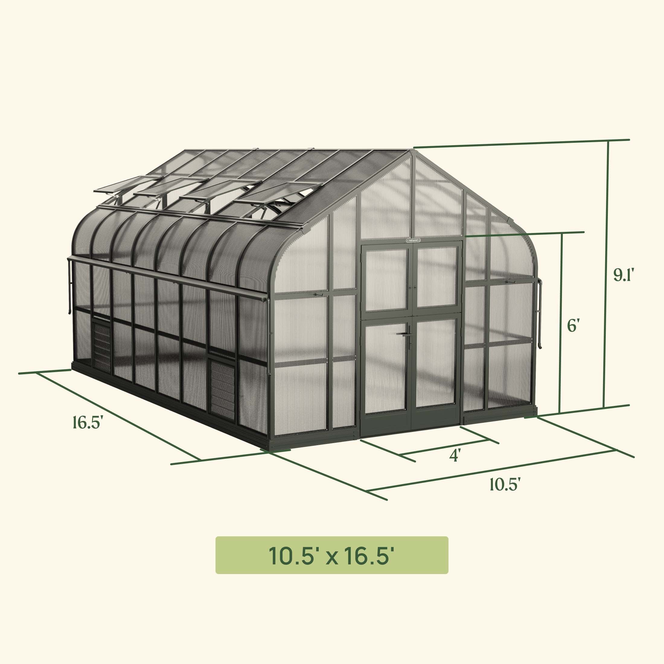 Vego Pacific Greenhouse - 10.5ft Wide