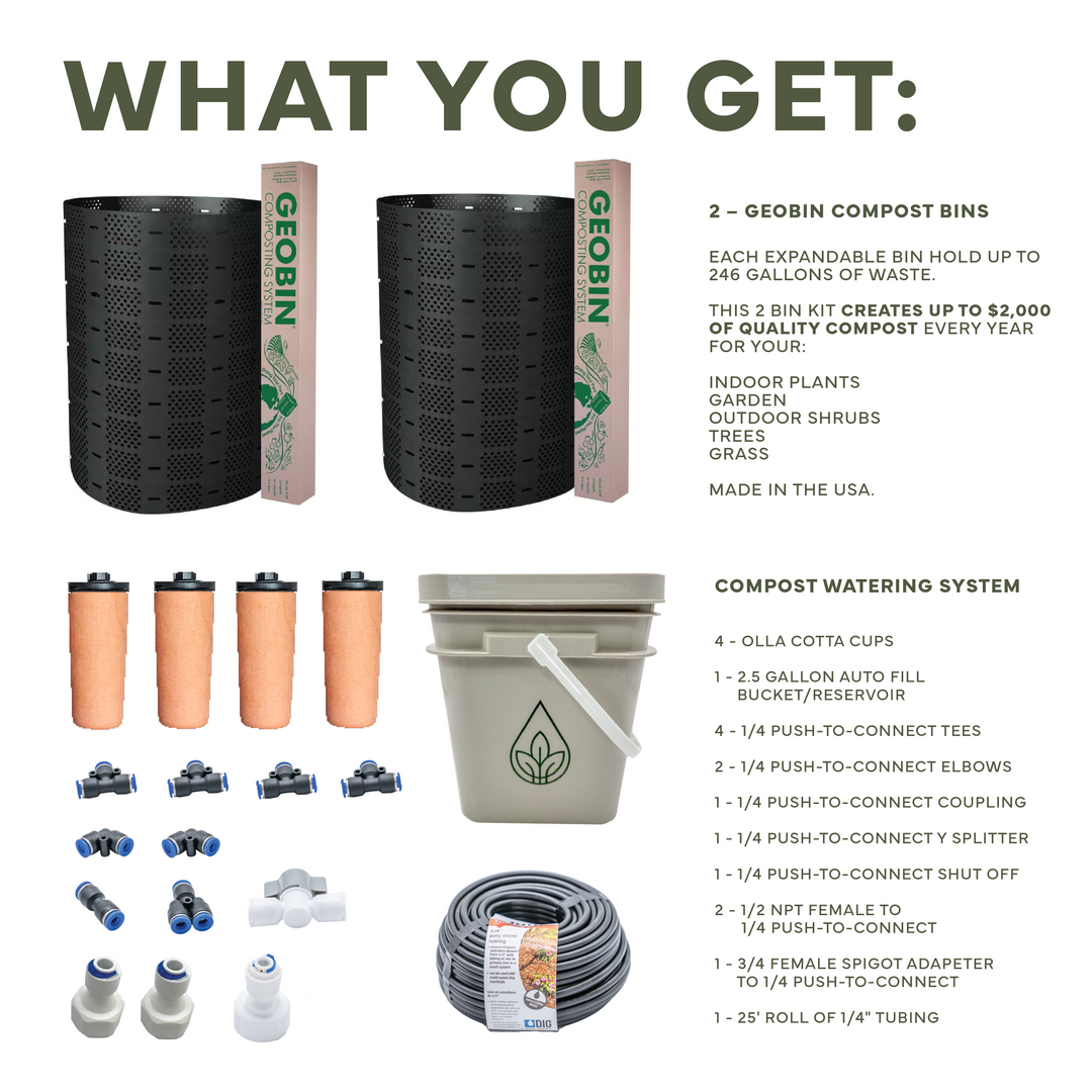 CottaCompost Olla Kit (with 2 Composters) - The Easiest Outdoor Compost Bins & Watering System – For Beginners