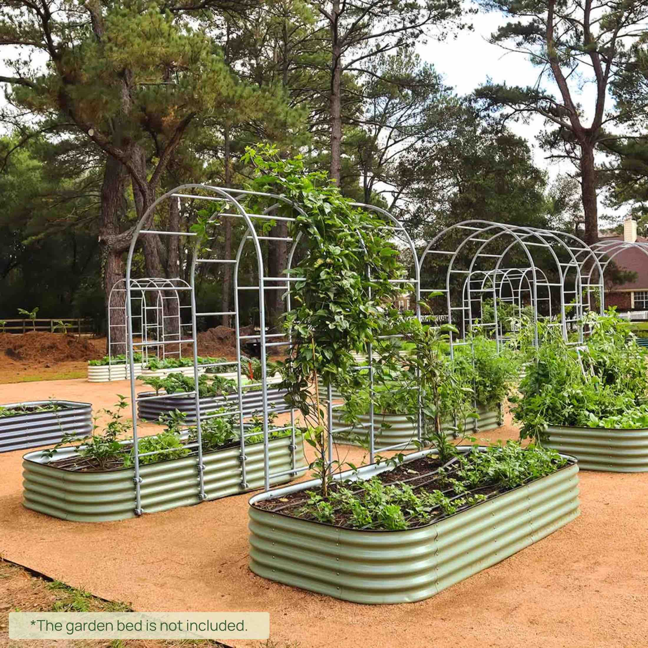 self watering elevated planter box with arch trellis Arched Trellis System, 7.0'