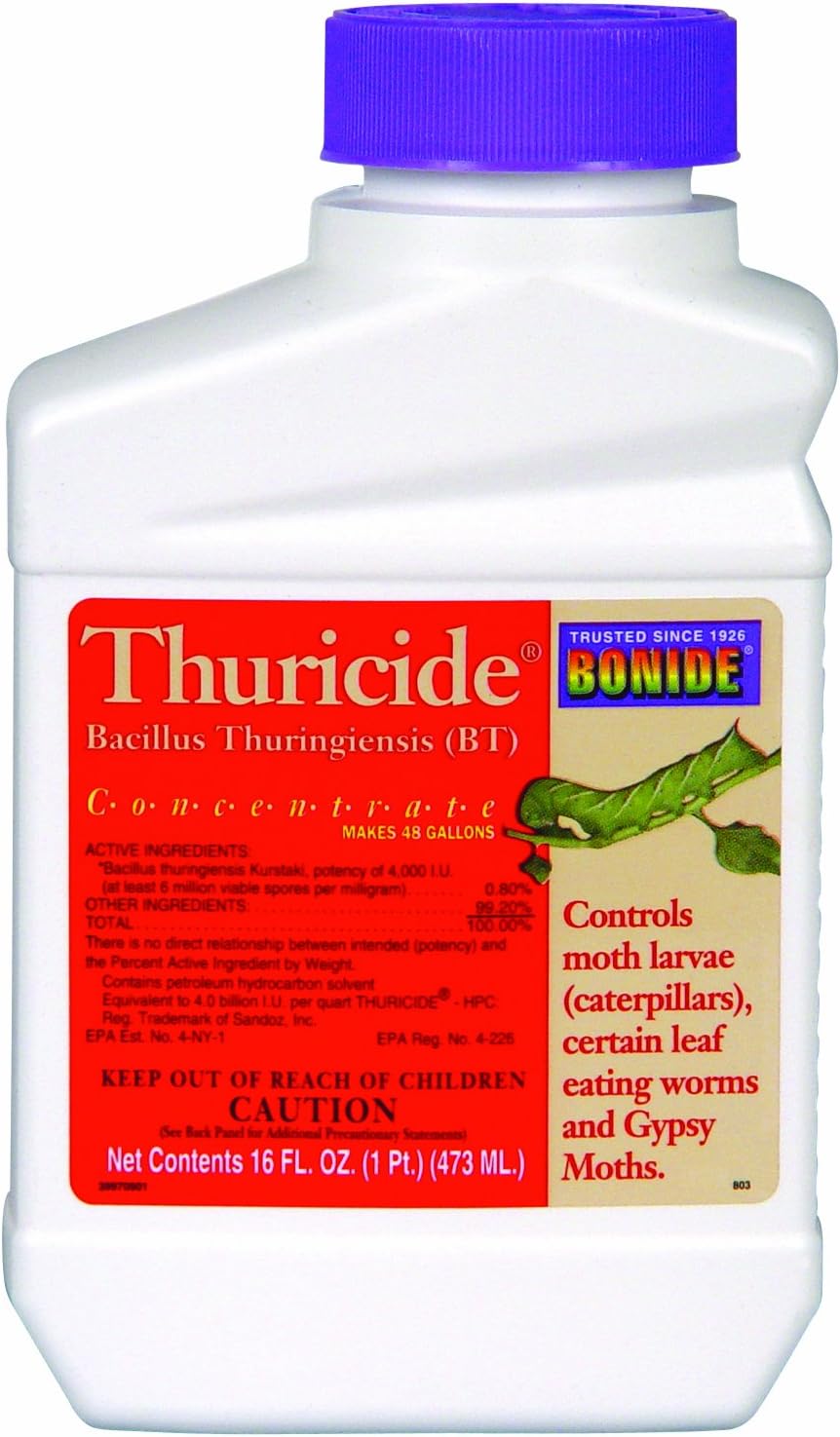 Bonide Thuricide BT Concentrate, 16 oz Ready - to - Mix Solution for Caterpillar, Worm and Moth Control in Home Garden - Team Grow