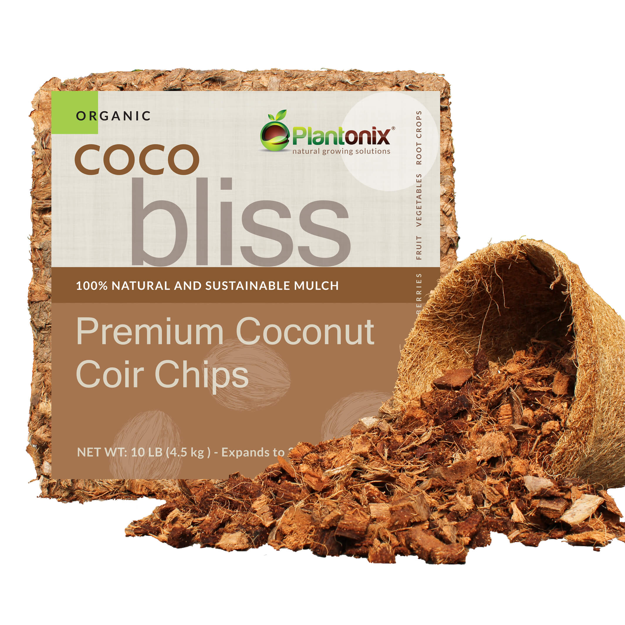 Coco Bliss Chips - 10 lb Coconut Husk Growing Media Bark Alternative - Team Grow