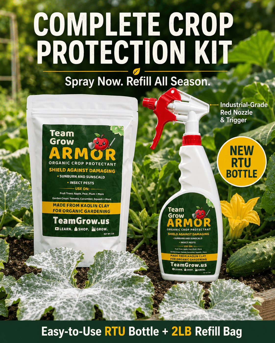 Team Grow Armor — Organic Crop Protectant (Kaolin Clay) | FREE Shipping