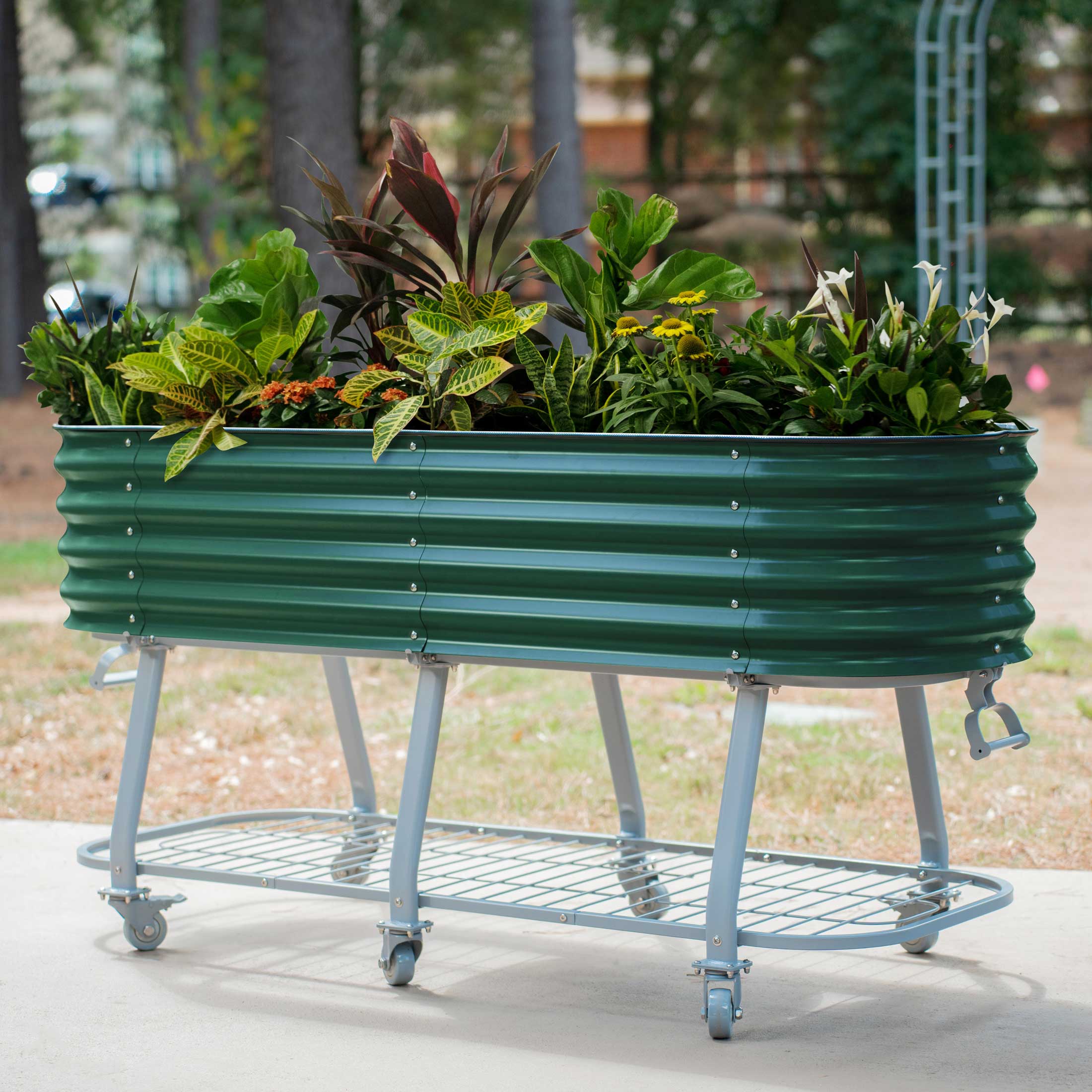 elevated self watering planter Elevated Rolling Self-Watering Garden Bed Modern Gray / 2' x 4'