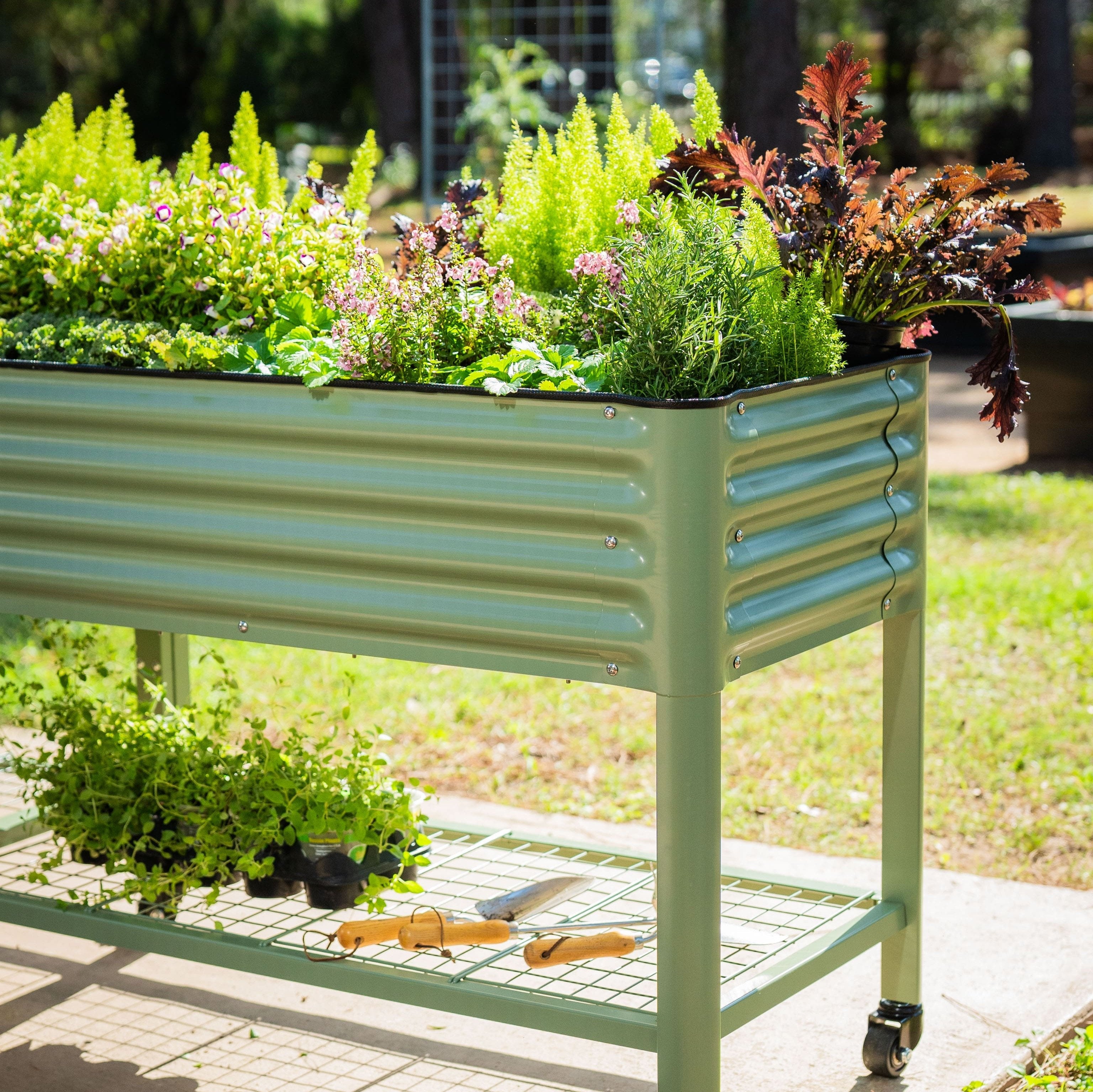 2x8 planter box with trellis Elevated Garden Bed