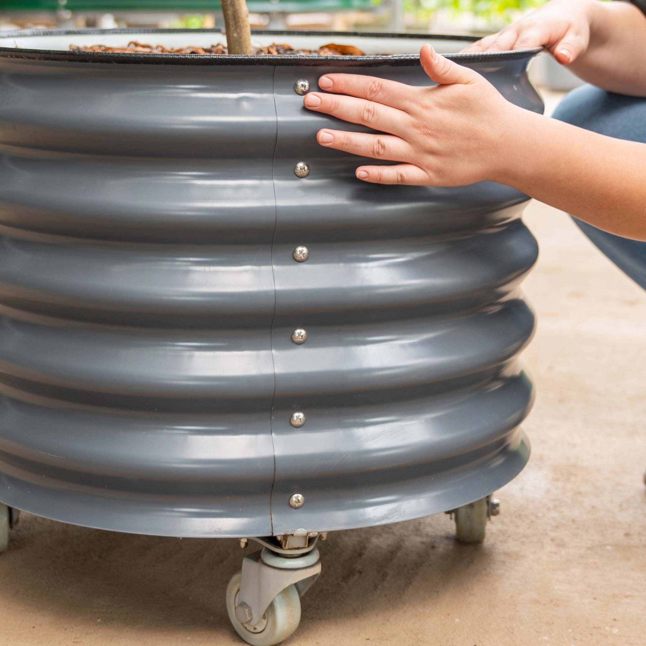 rolling self-watering tomato planter and rust-resistant tower Self-Watering Rolling Planter Olive Green / Single Pack