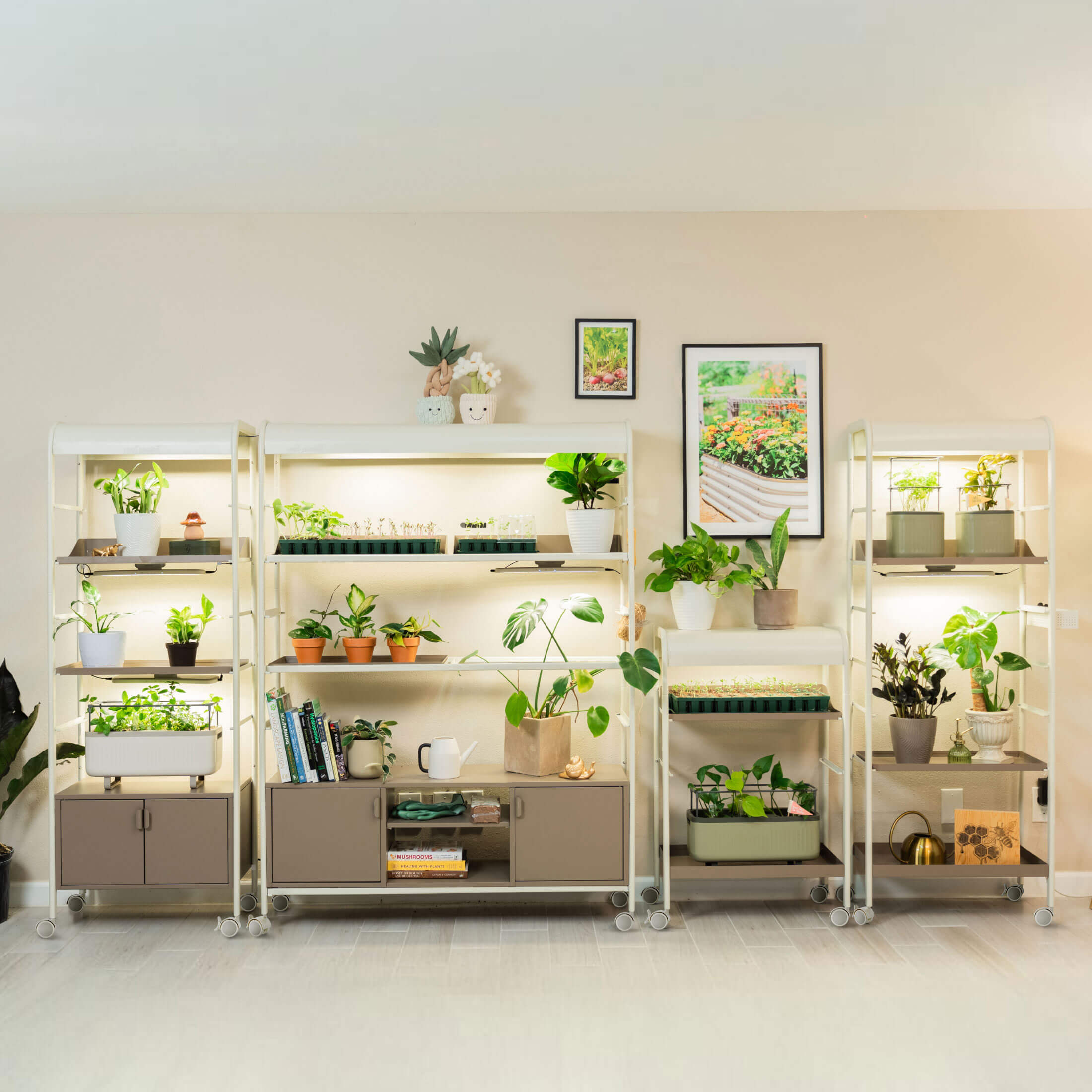plant cart with grow lights 2 Tier Grow Light Garden