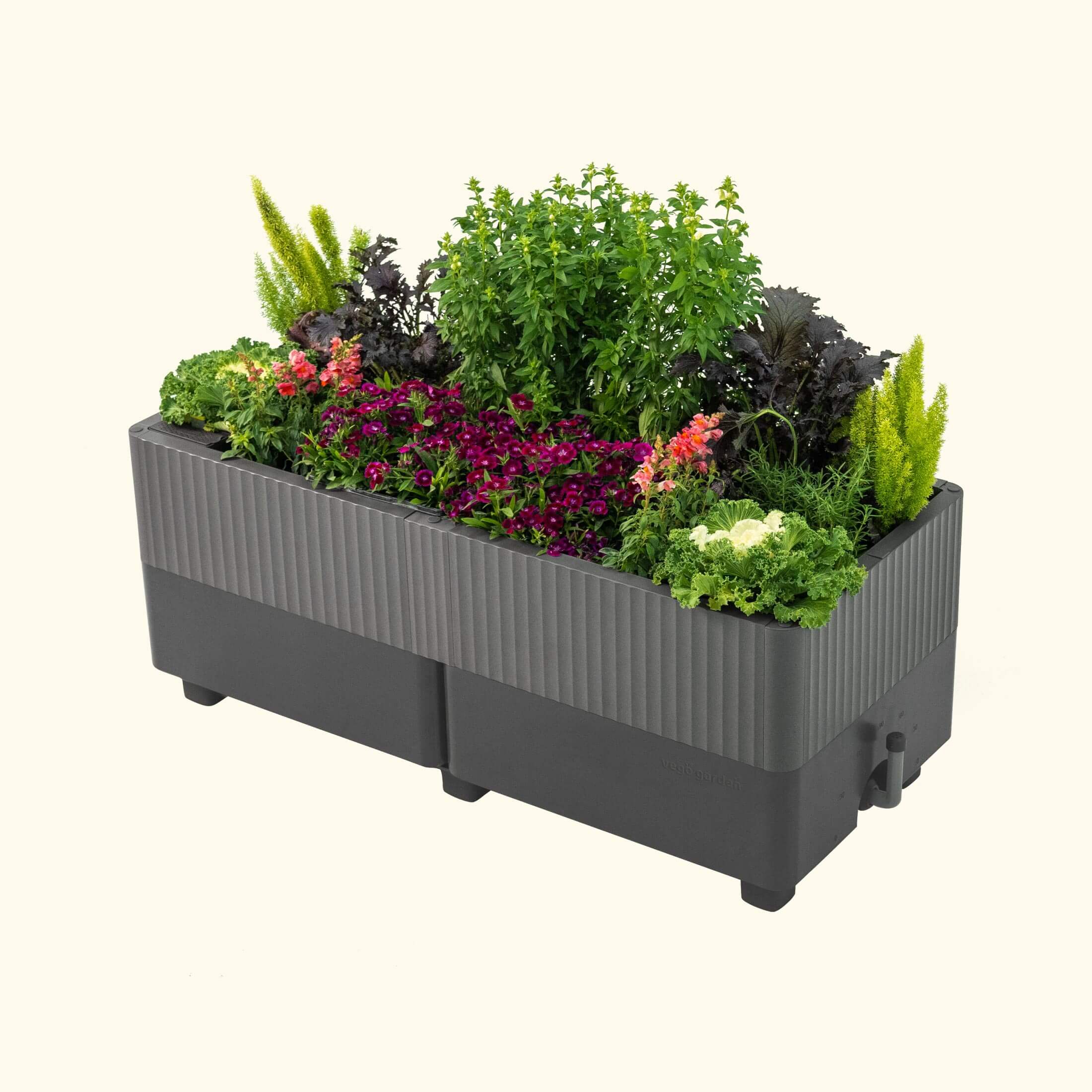 large raised indoor planter The EZCube Self-Watering Planter 21" x 48" Sage Green