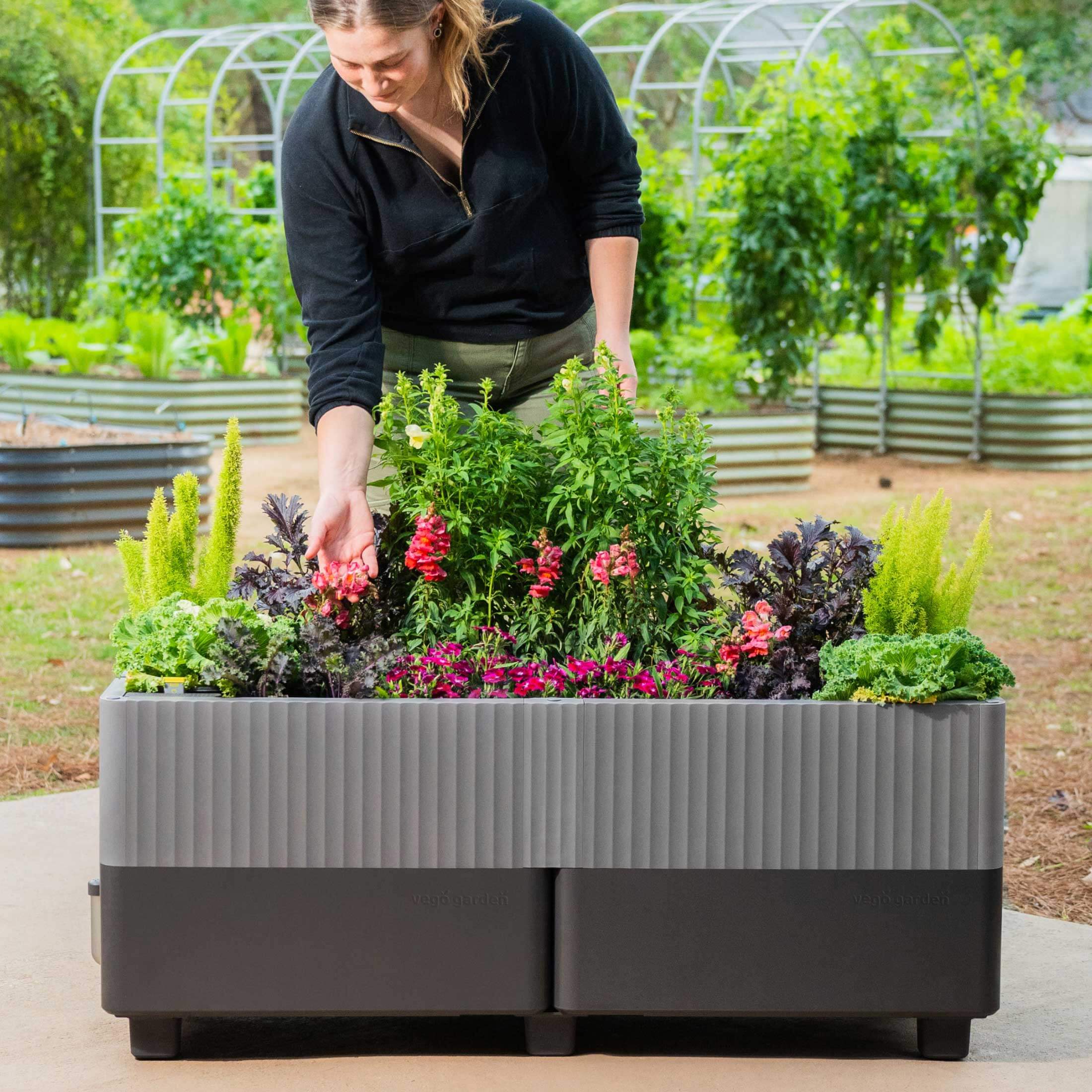 vego self watering planter EZCube Self-Watering Planter 21" x 48", Sage Green
