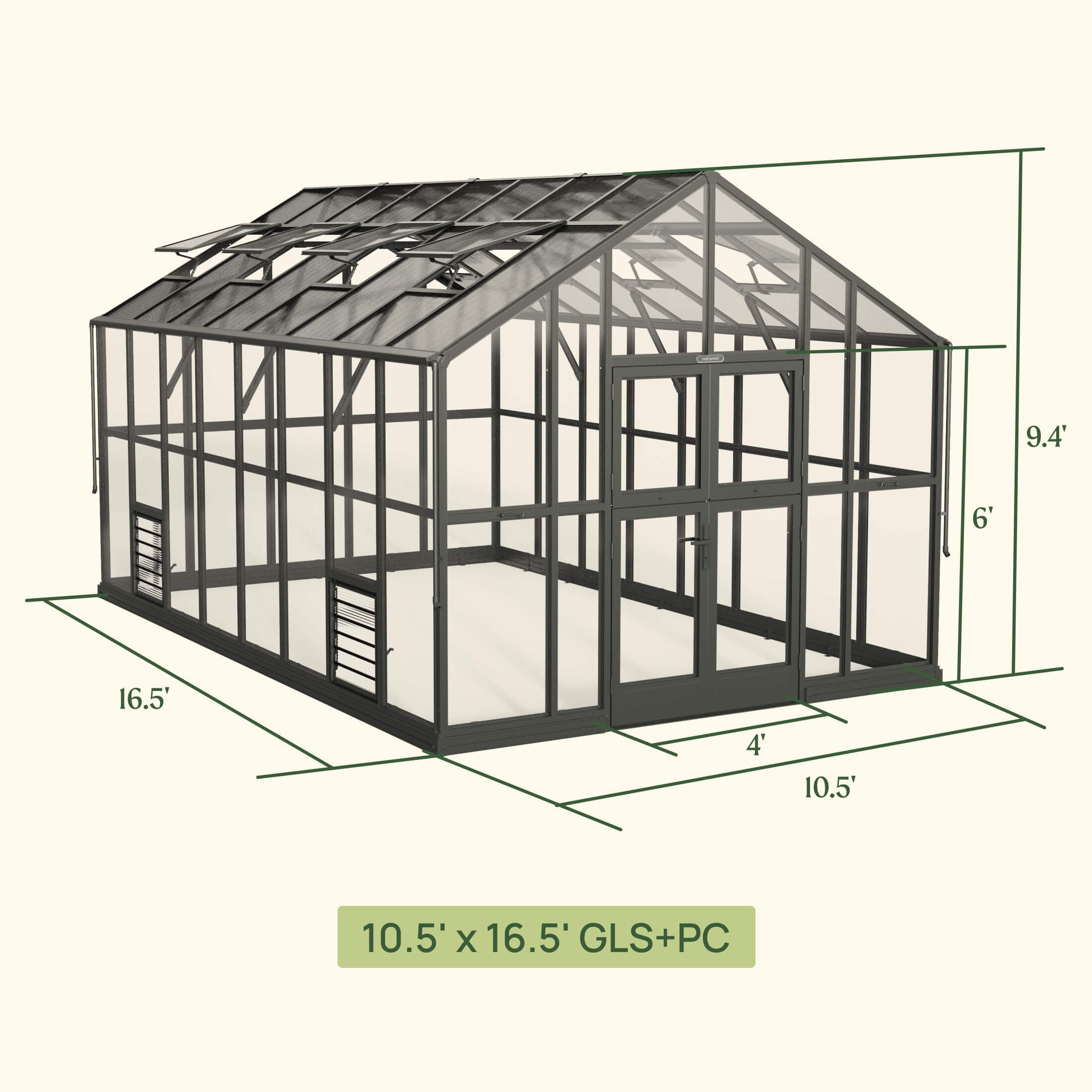 Vego Victorian Greenhouse - 10.5ft Wide - Team Grow