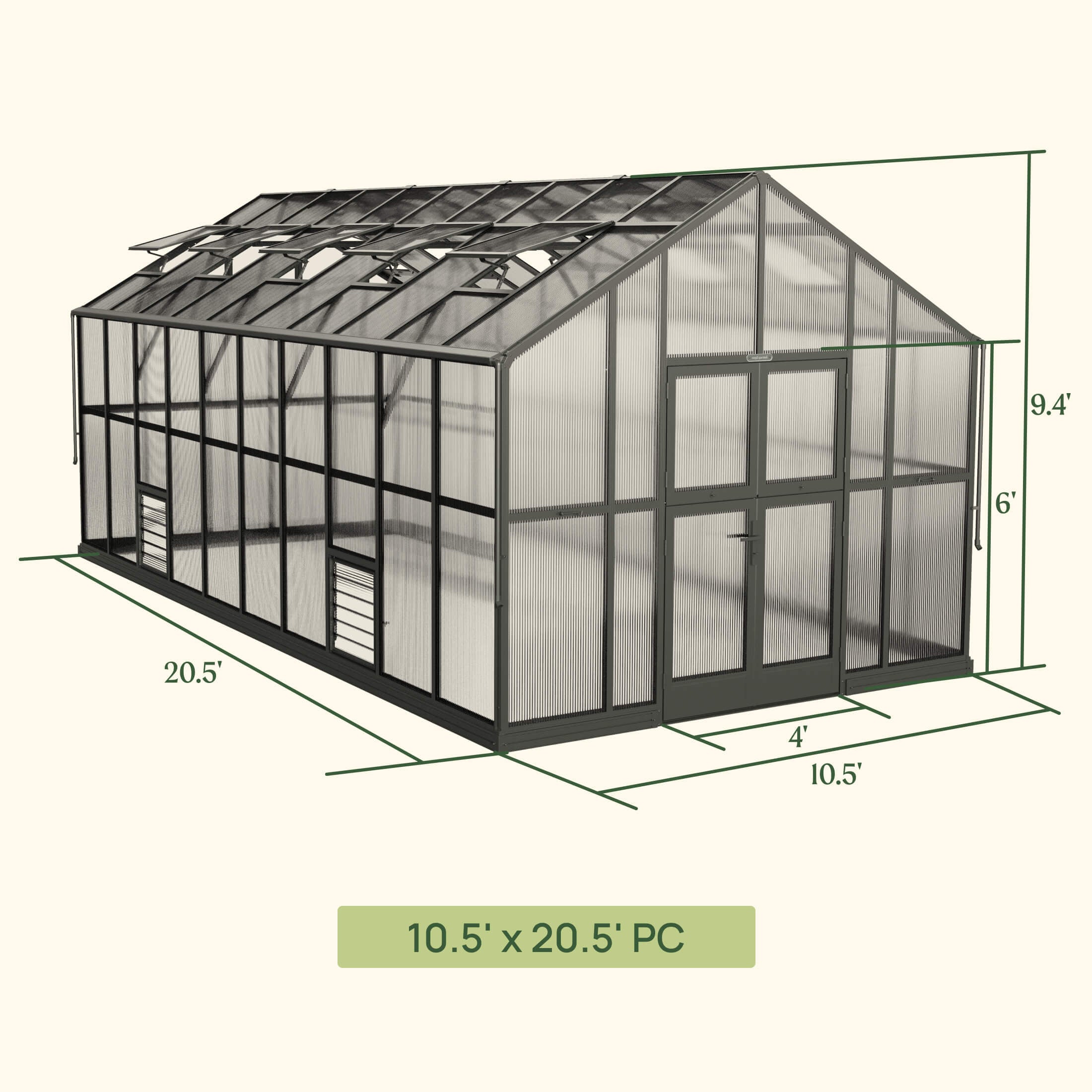 Vego Victorian Greenhouse - 10.5ft Wide - Team Grow