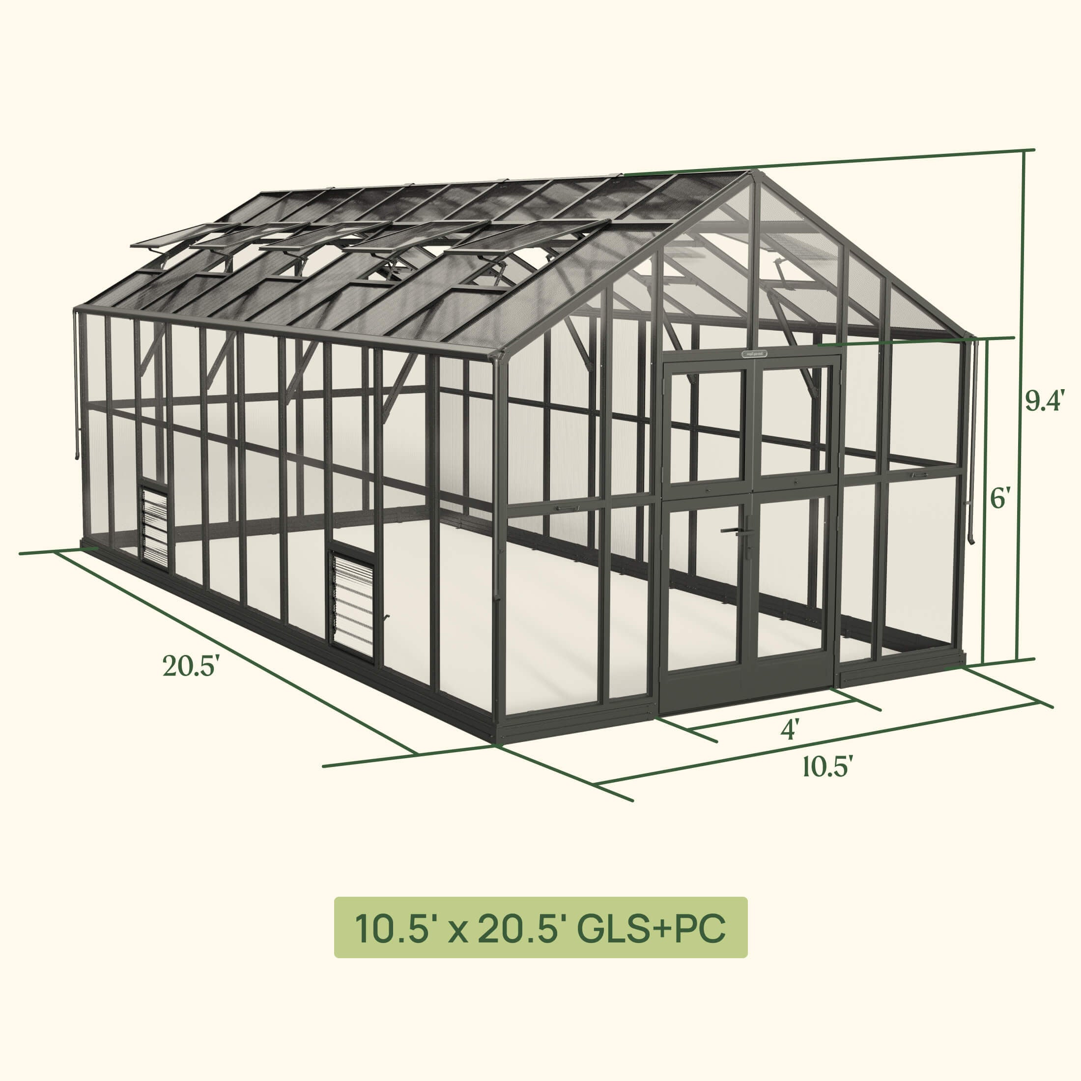 Vego Victorian Greenhouse - 10.5ft Wide - Team Grow